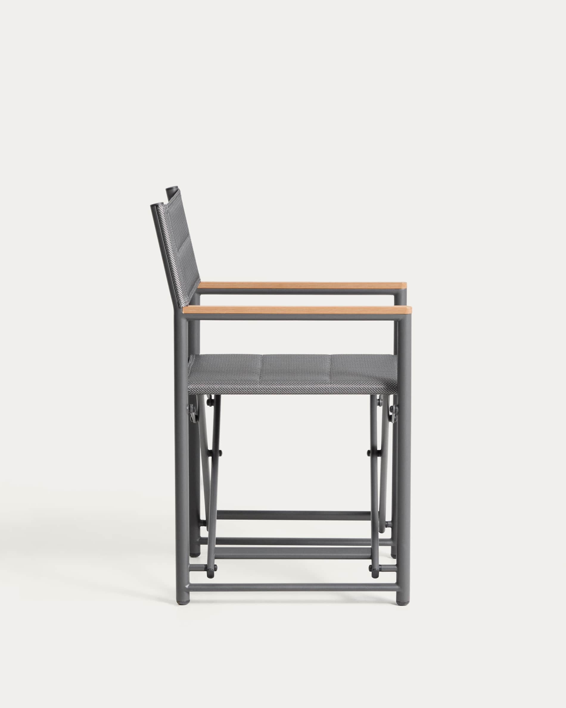 Tisno outdoor folding chair in graphite aluminium and grey texteline