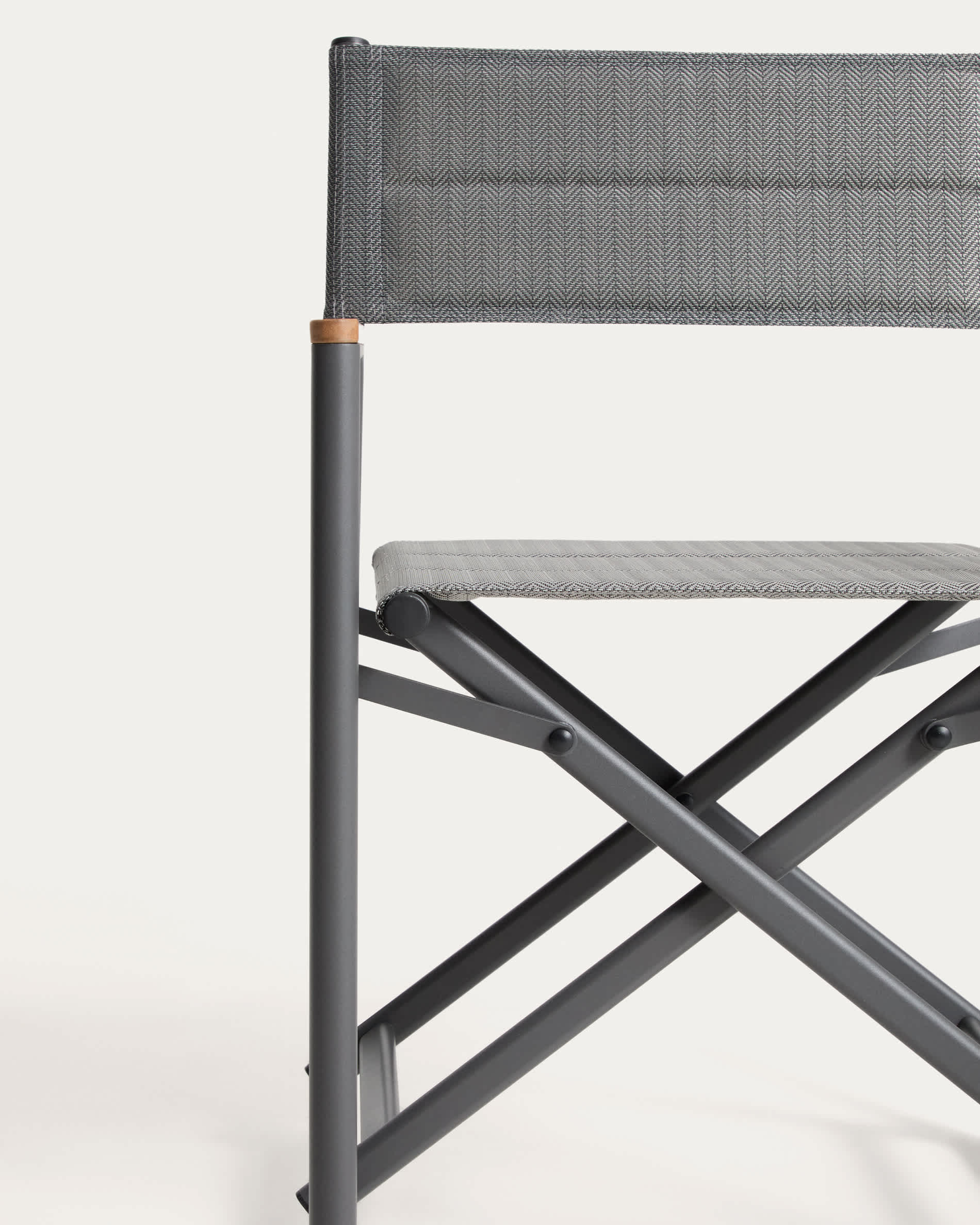 Tisno outdoor folding chair in graphite aluminium and grey texteline