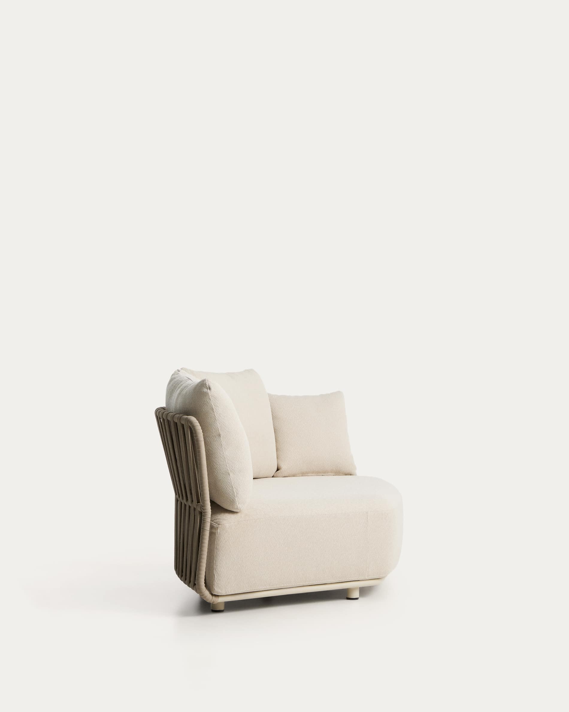 Osani curved module in ecru aluminium and taupe rope cord 167cm