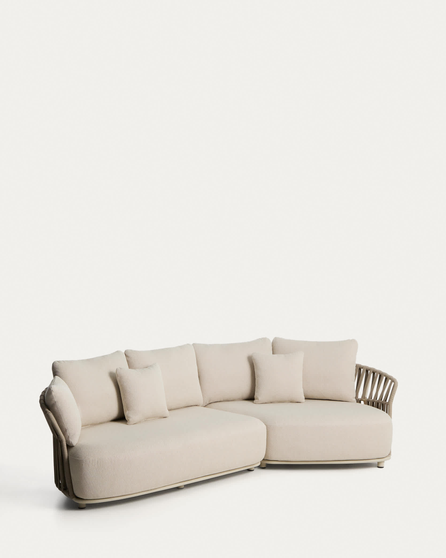 Osani 3-seater sofa in ecru aluminium and taupe rope 290cm