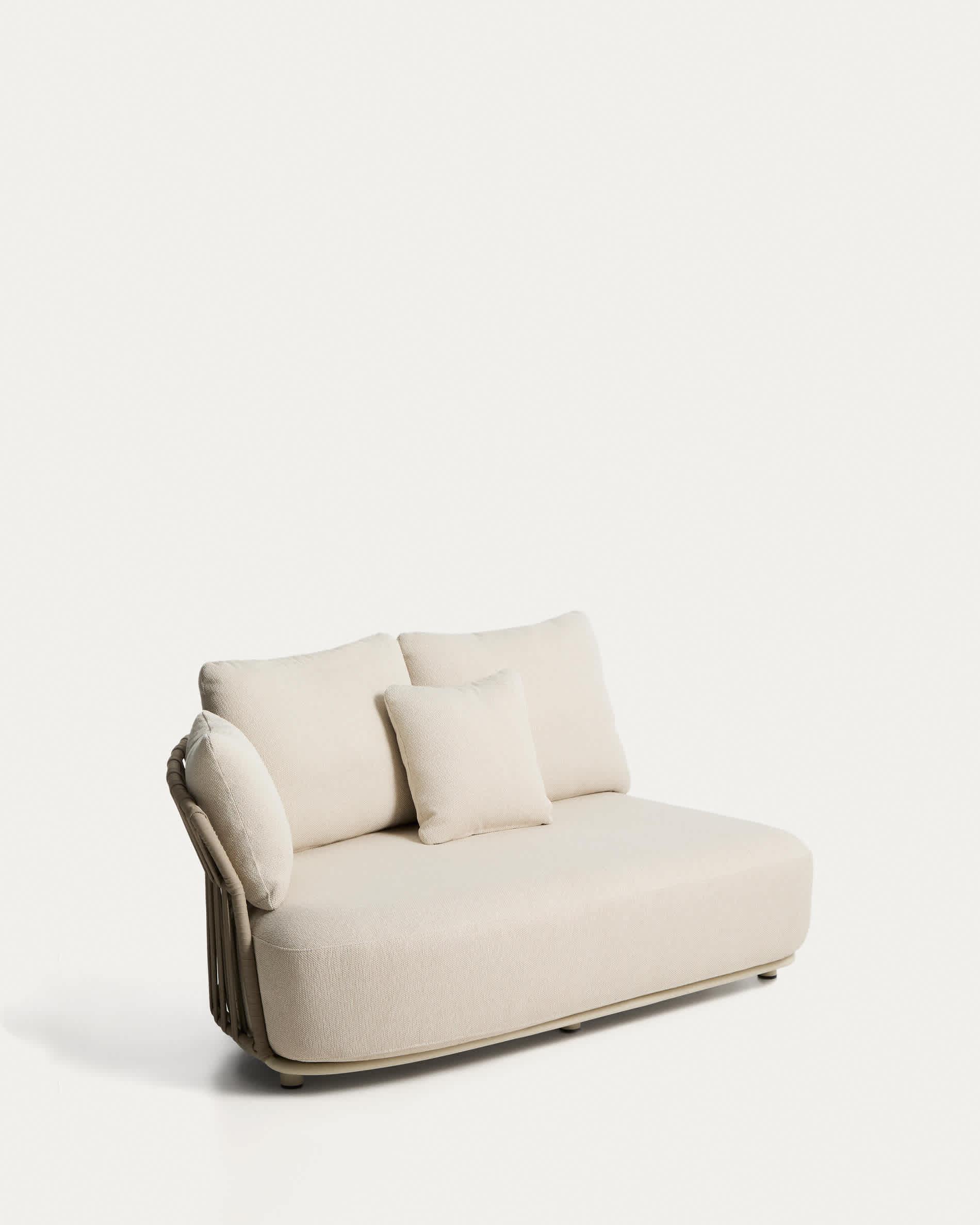 Osani 2-seater sofa in ecru aluminium and taupe rope 170 cm