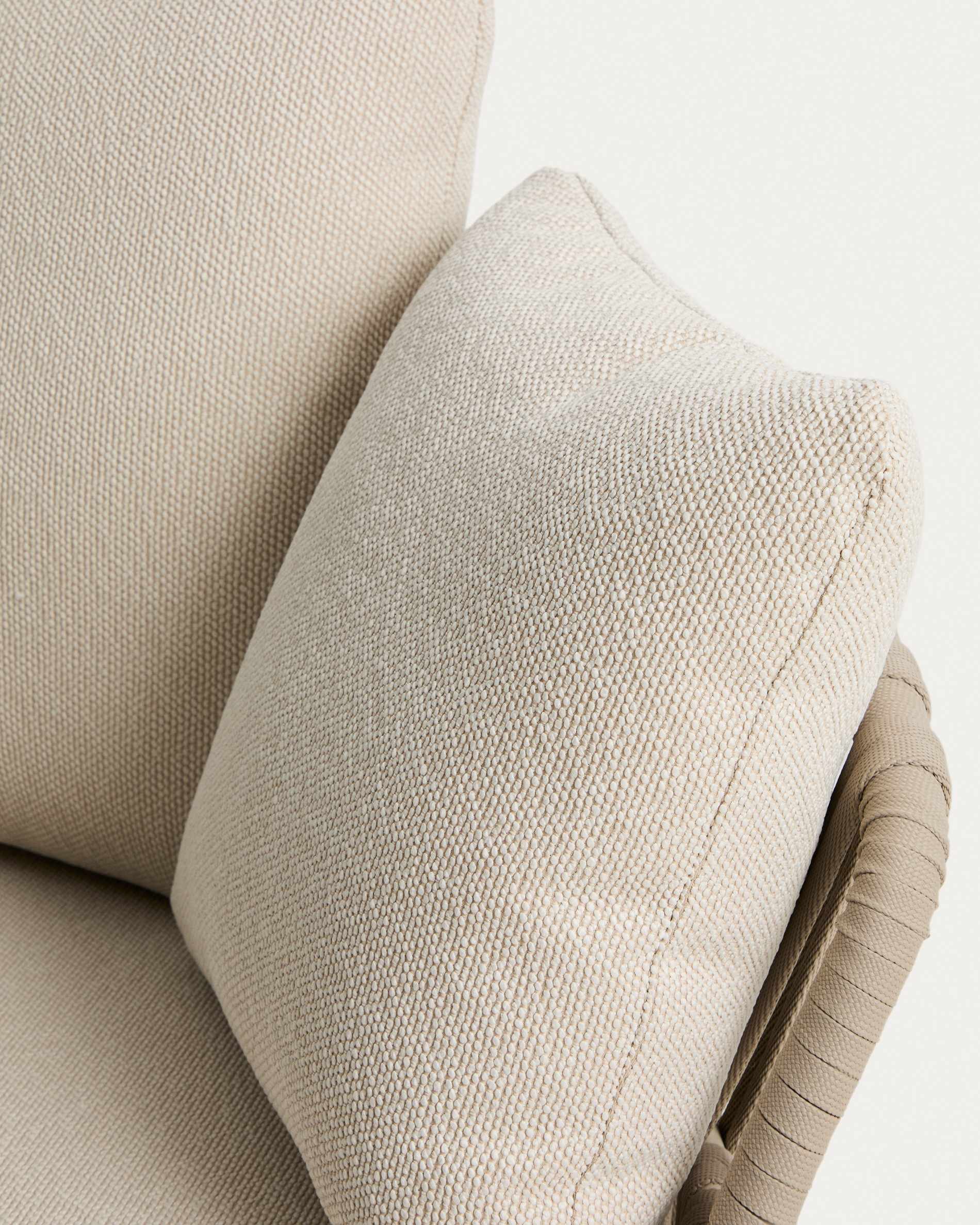 Osani curved module in ecru aluminium and taupe rope cord 167cm