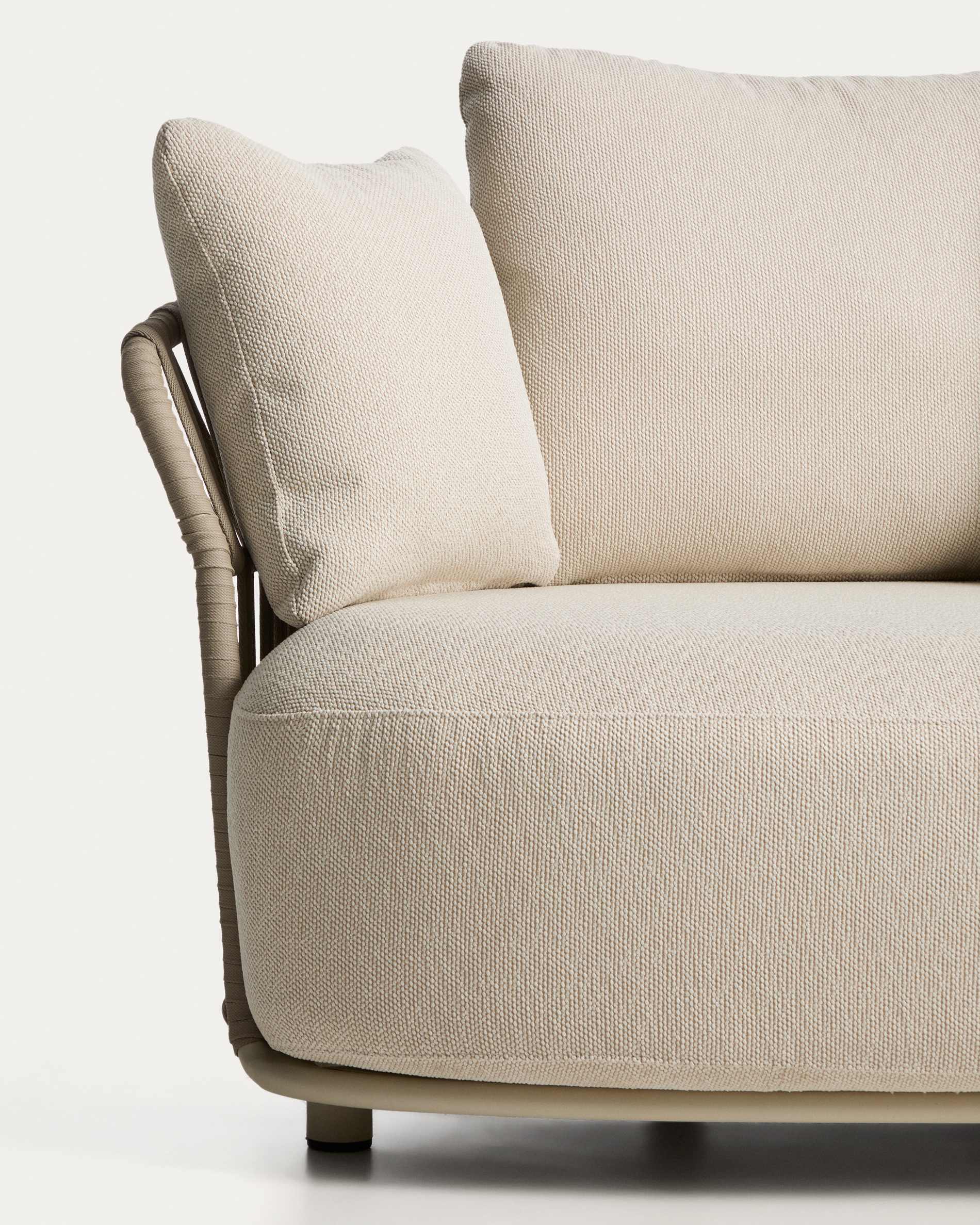 Osani 2-seater sofa in ecru aluminium and taupe rope 170 cm