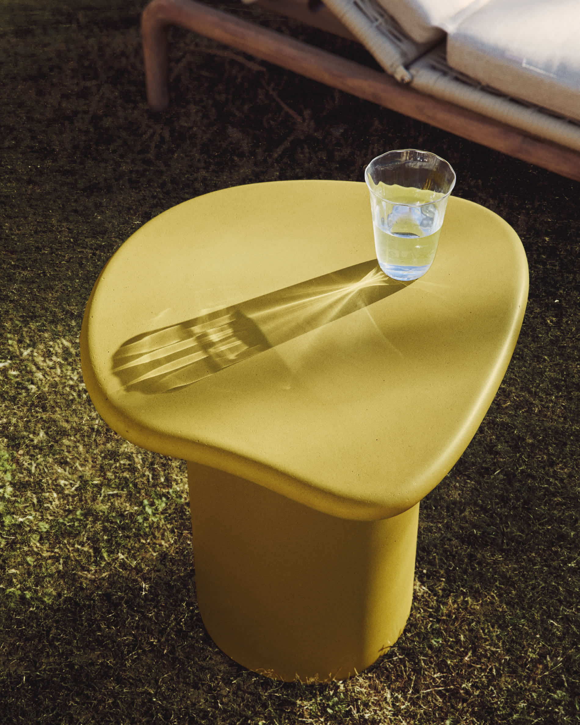 Macarella side table in mustard concrete 48 x 47cm