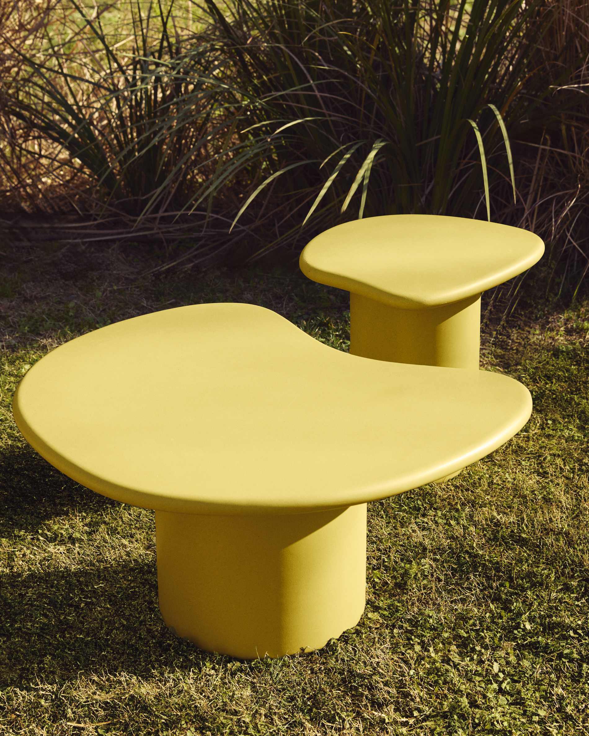 Macarella side table in mustard concrete 48 x 47cm