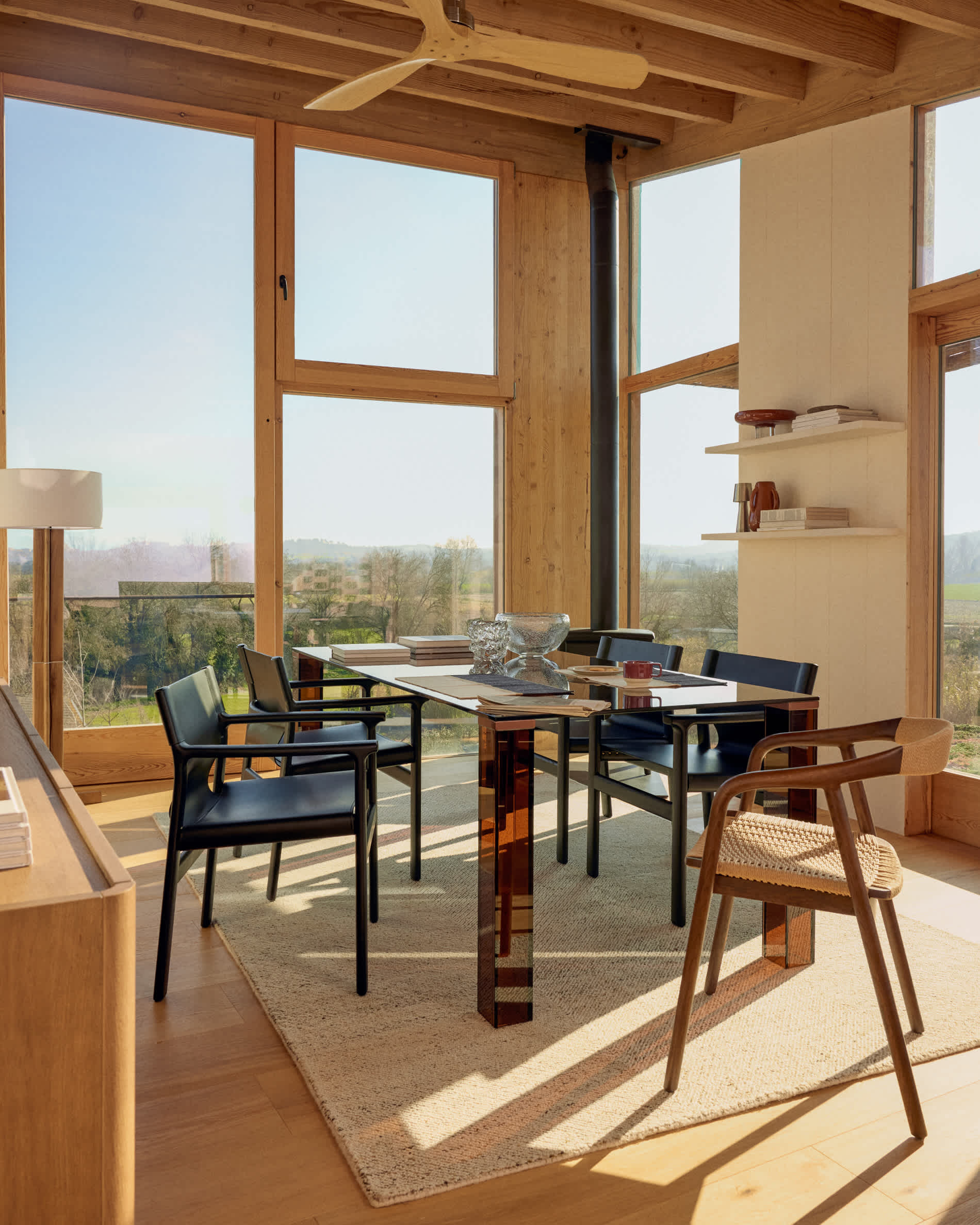 Adularia table in brown tempered glass 200 x 100cm