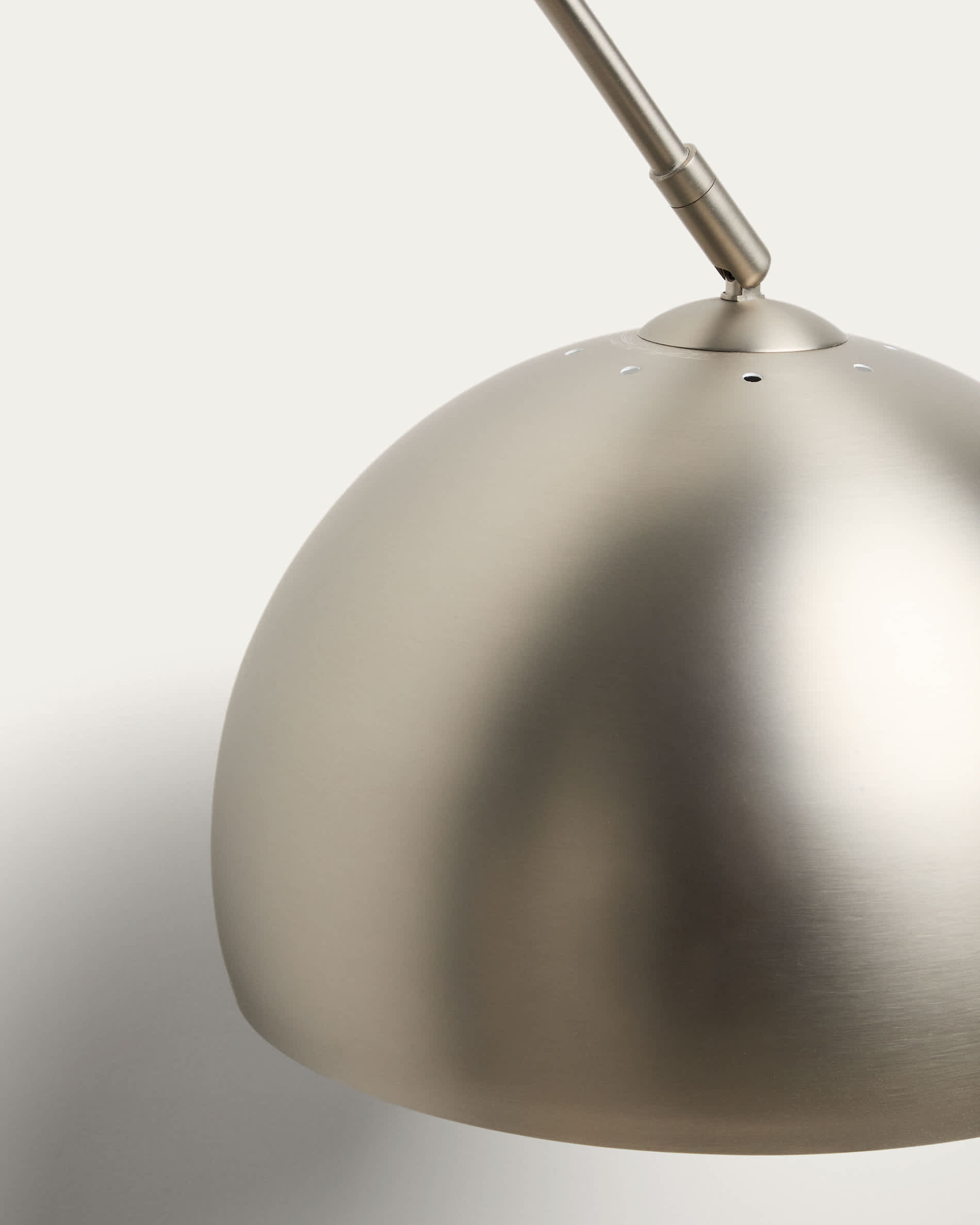 Madali floor lamp in steel with brushed silver finish and white marble