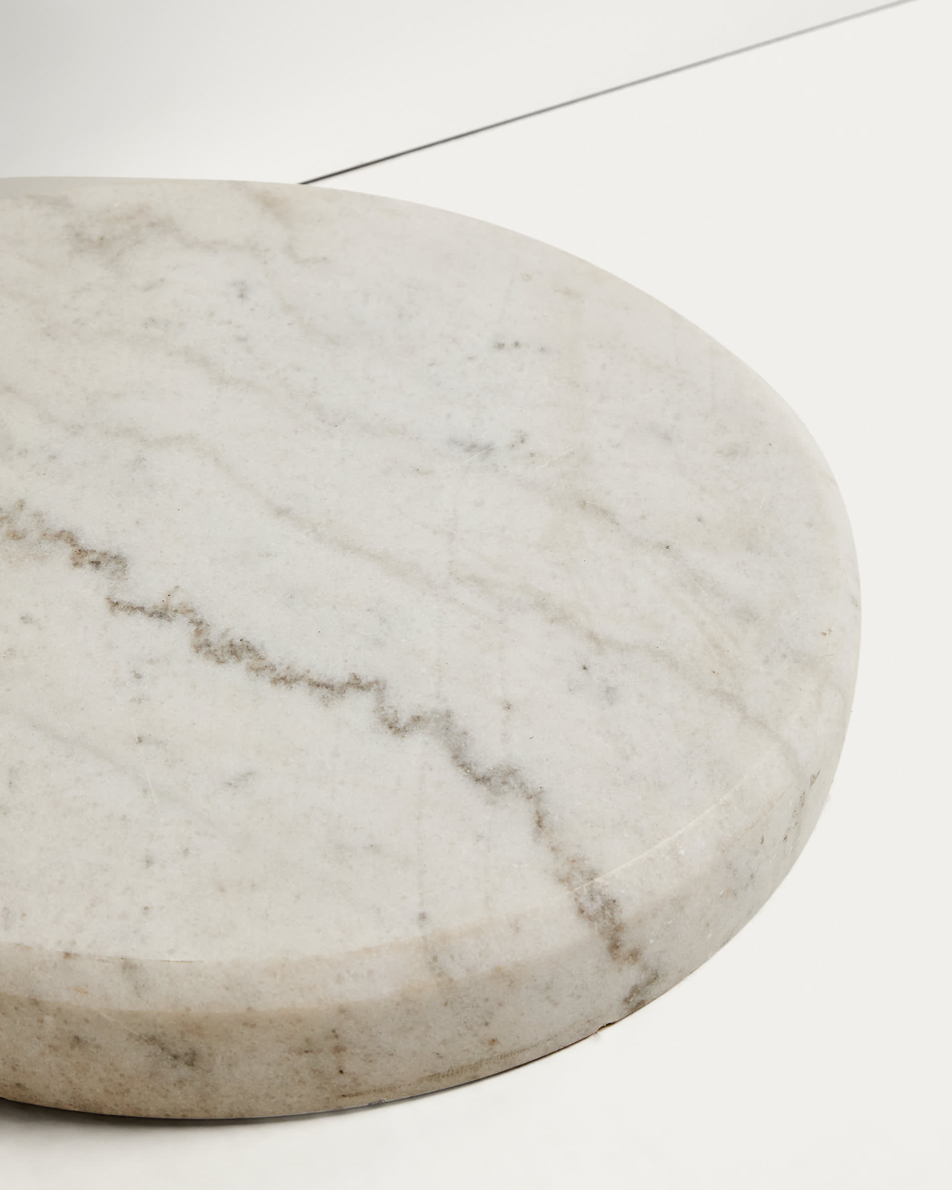 Madali floor lamp in steel with brushed silver finish and white marble