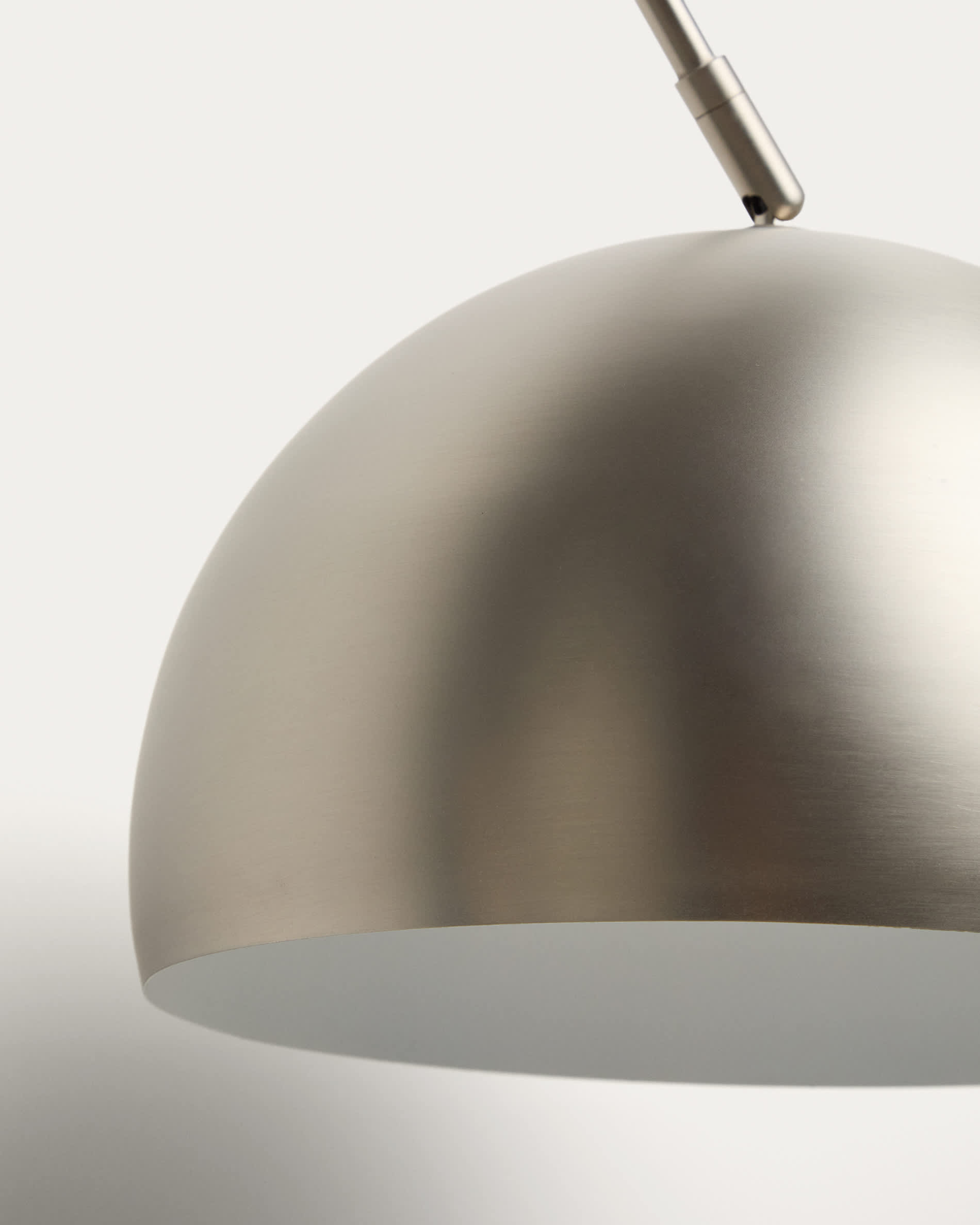 Madali floor lamp in steel with brushed silver finish and white marble