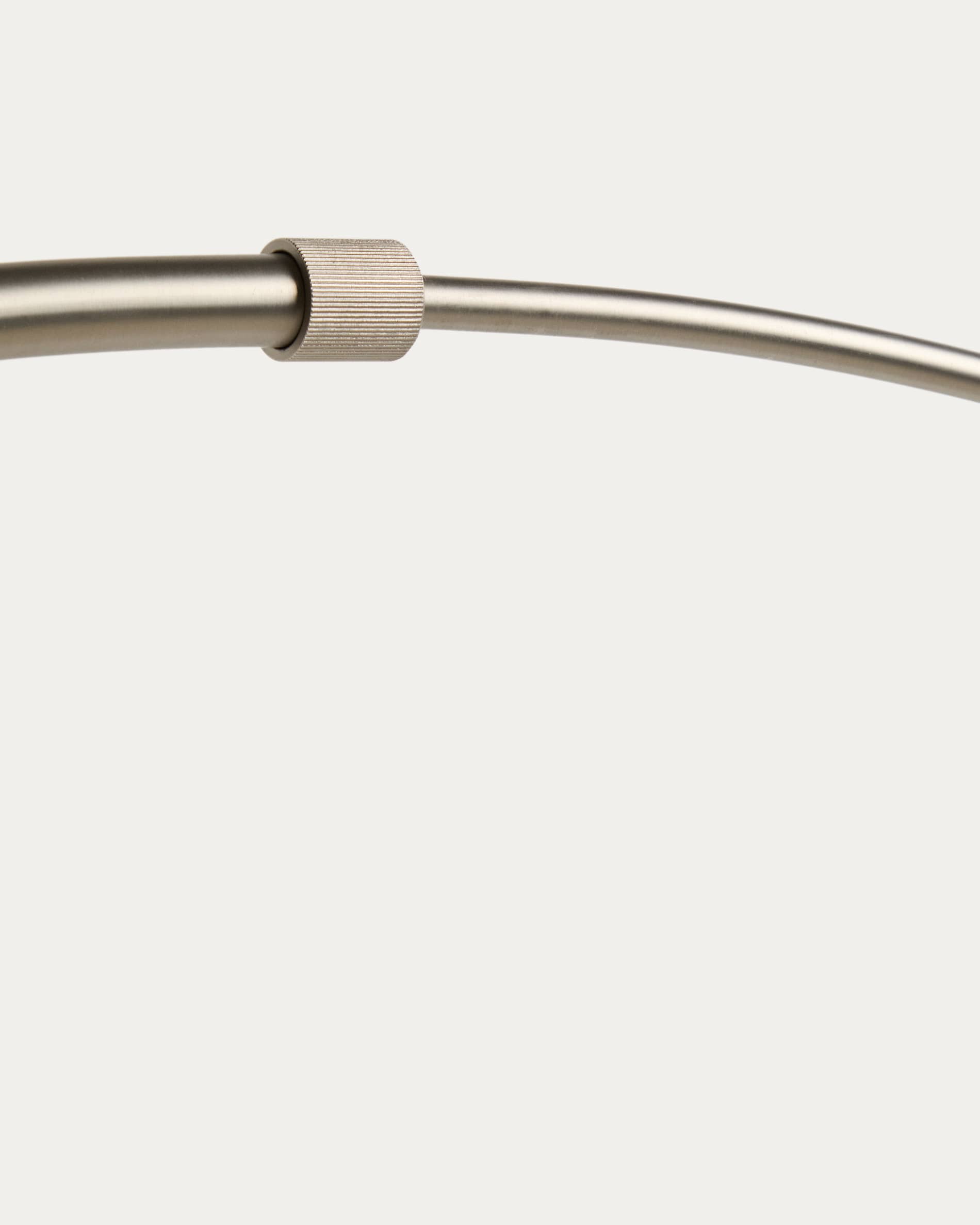 Madali floor lamp in steel with brushed silver finish and white marble