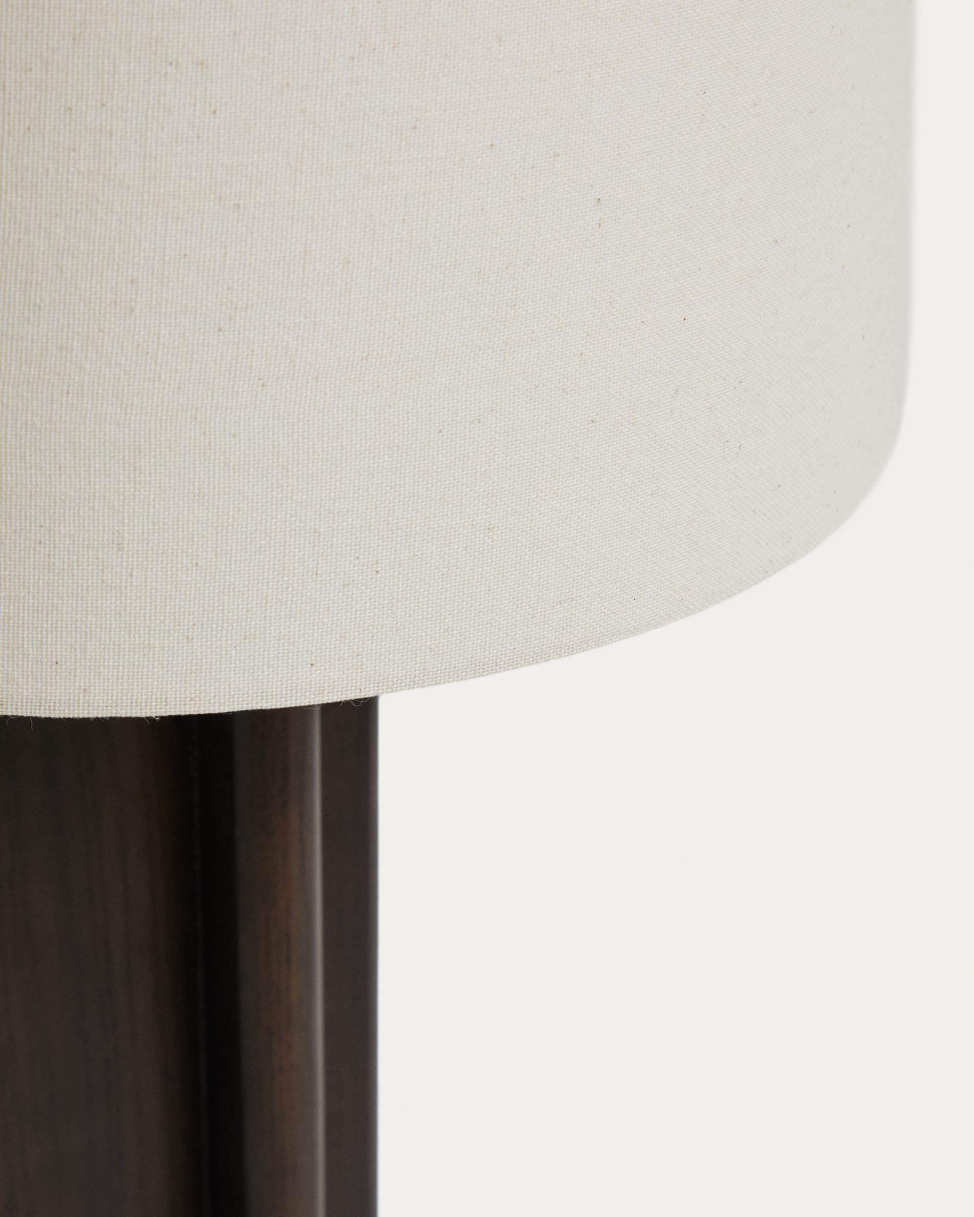 Niani table lamp in dark-finish rubber wood with ivory-coloured cotton shade Ø30cm