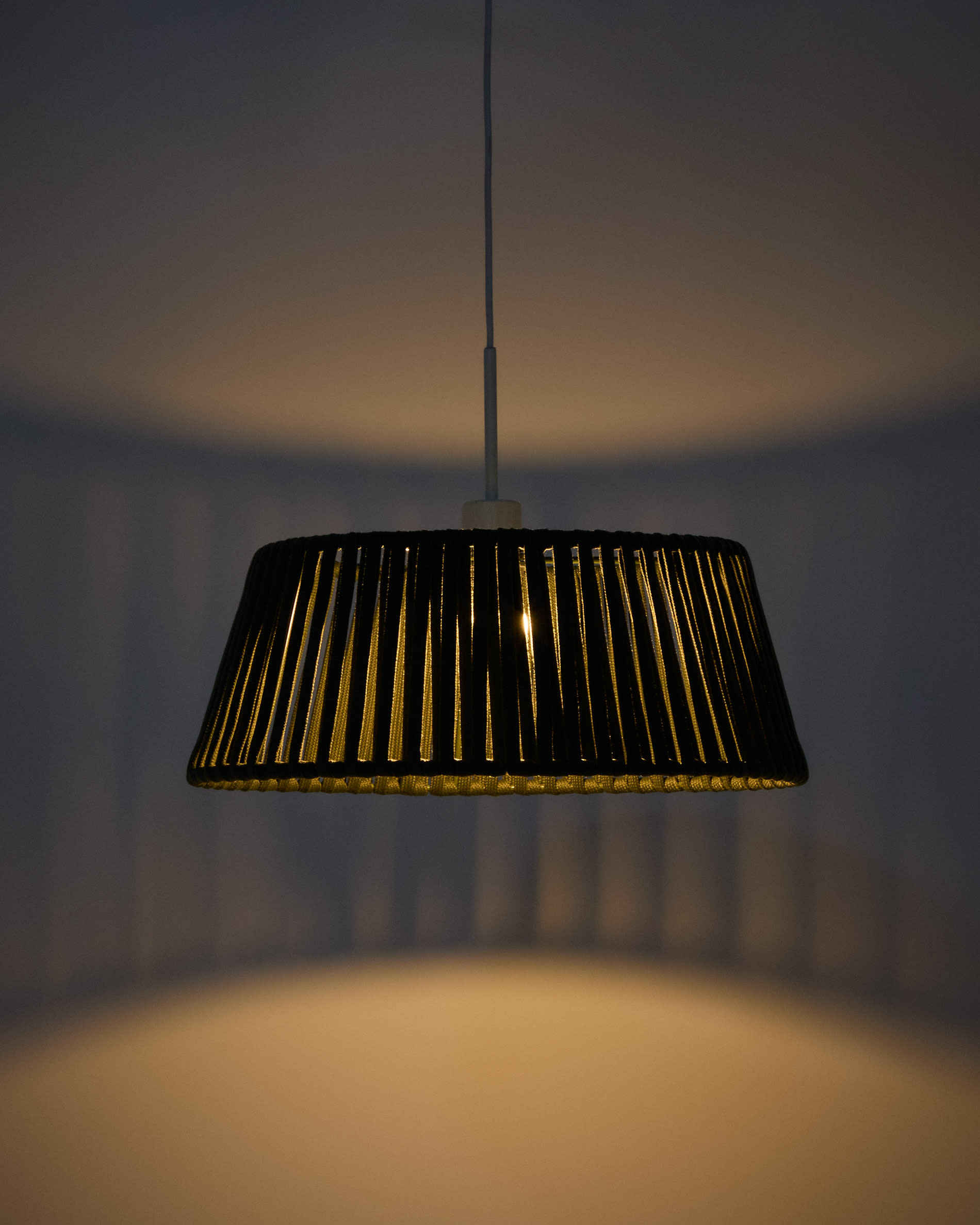 Aldet ceiling lamp shade in green flat rope cord Ø46cm