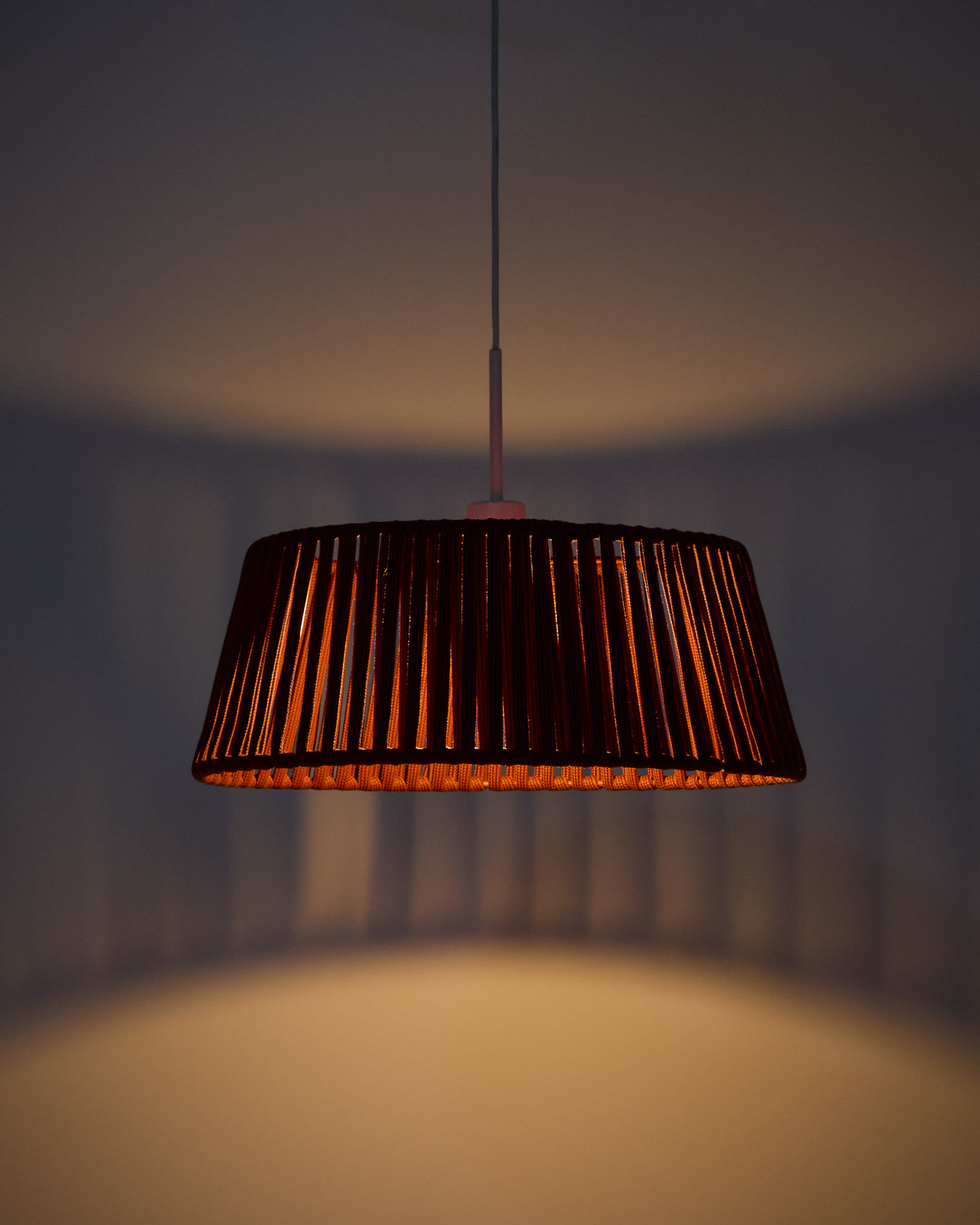 Aldet ceiling lamp shade in terracotta flat rope cord Ø46cm