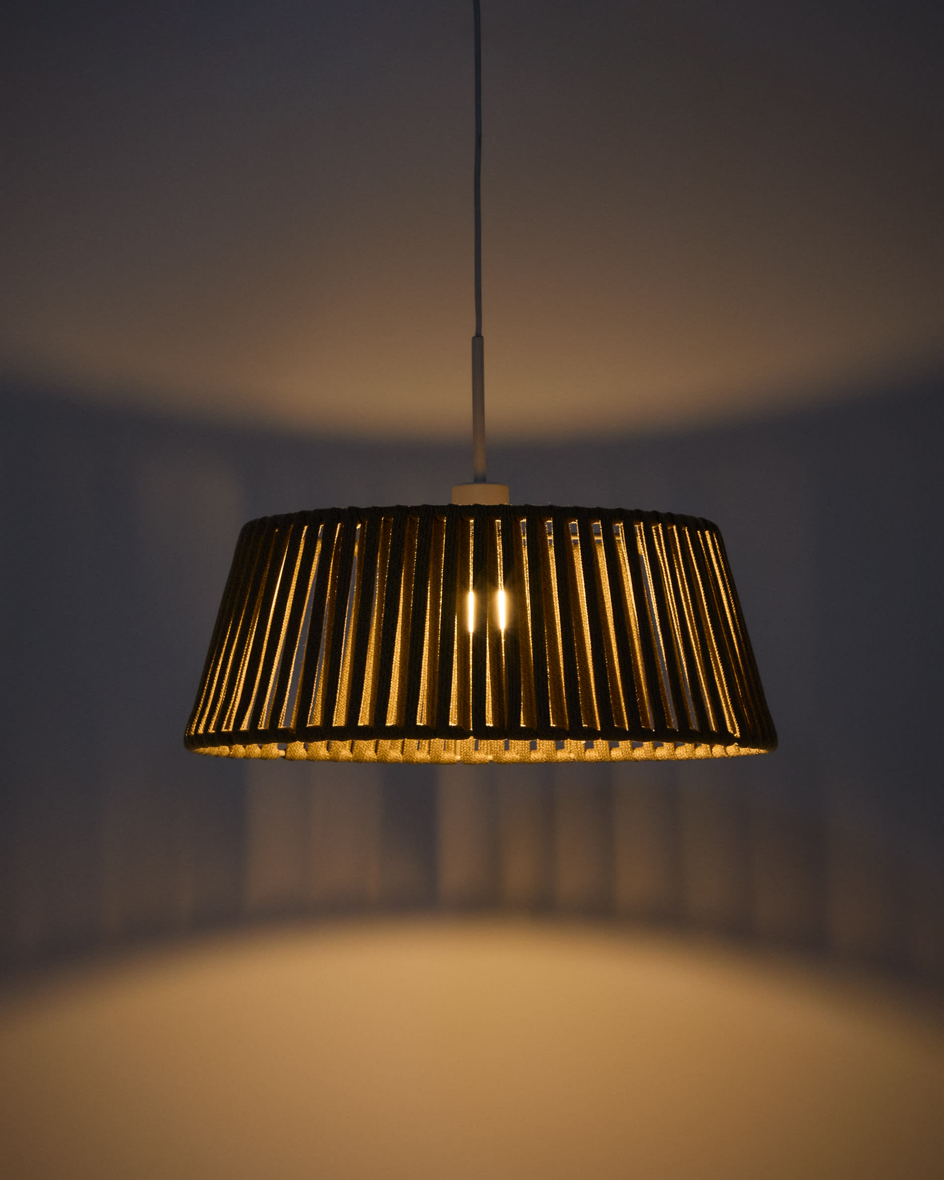 Aldet ceiling lamp shade in beige flat rope cord Ø46cm