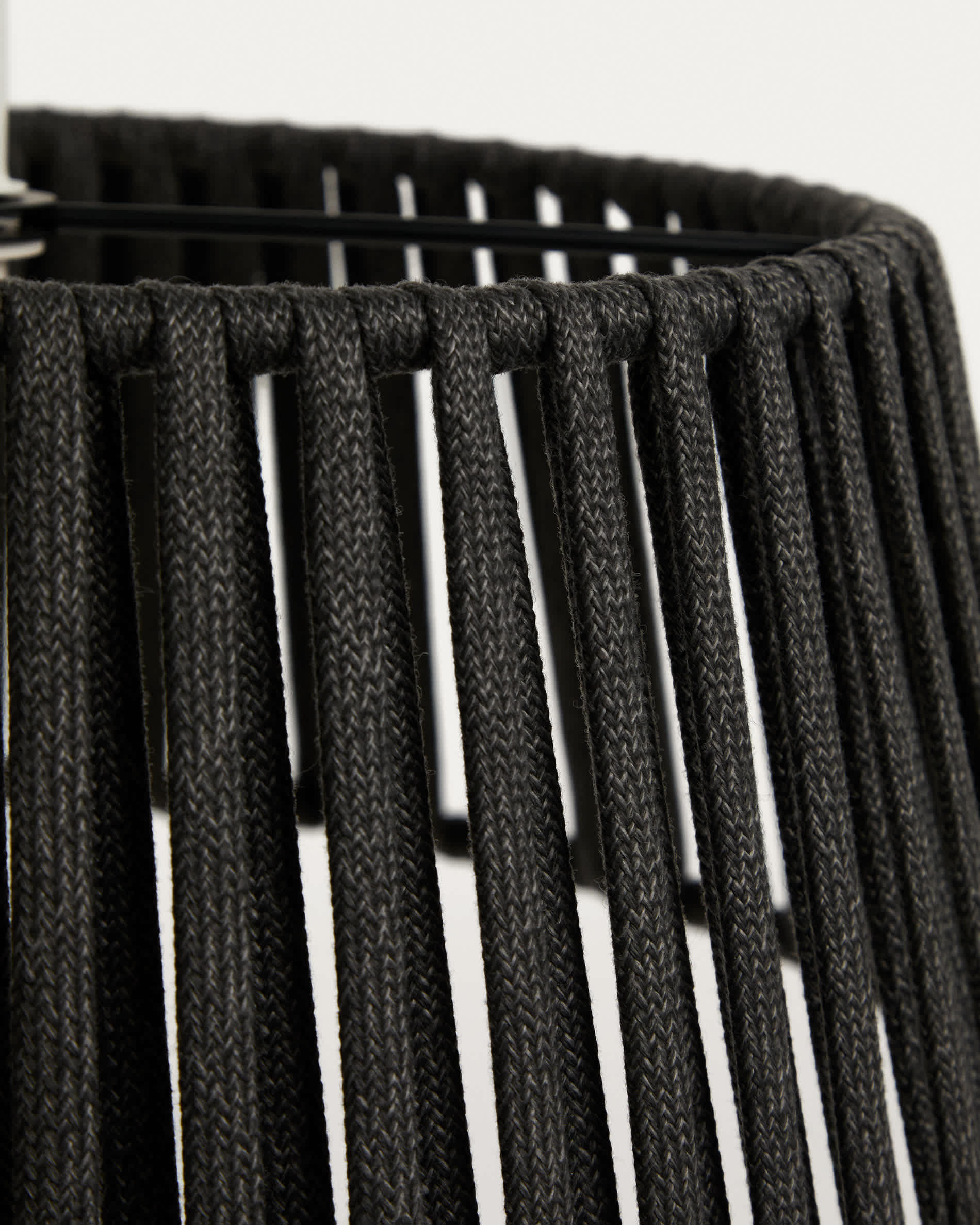 Aldet ceiling lamp shade in black flat rope cord Ø46cm