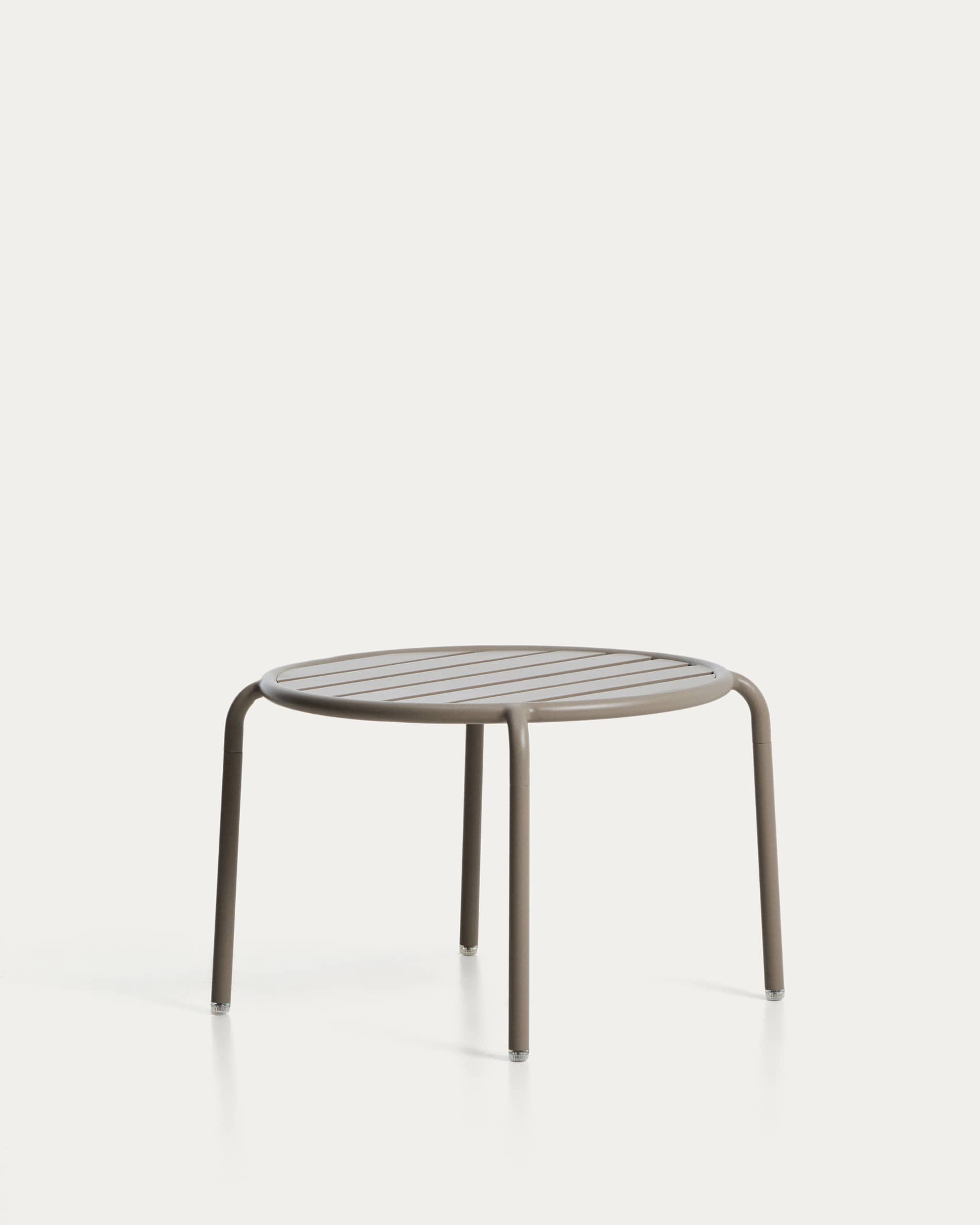 Joncols outdoor side table in aluminium with taupe painted finish Ø 60cm