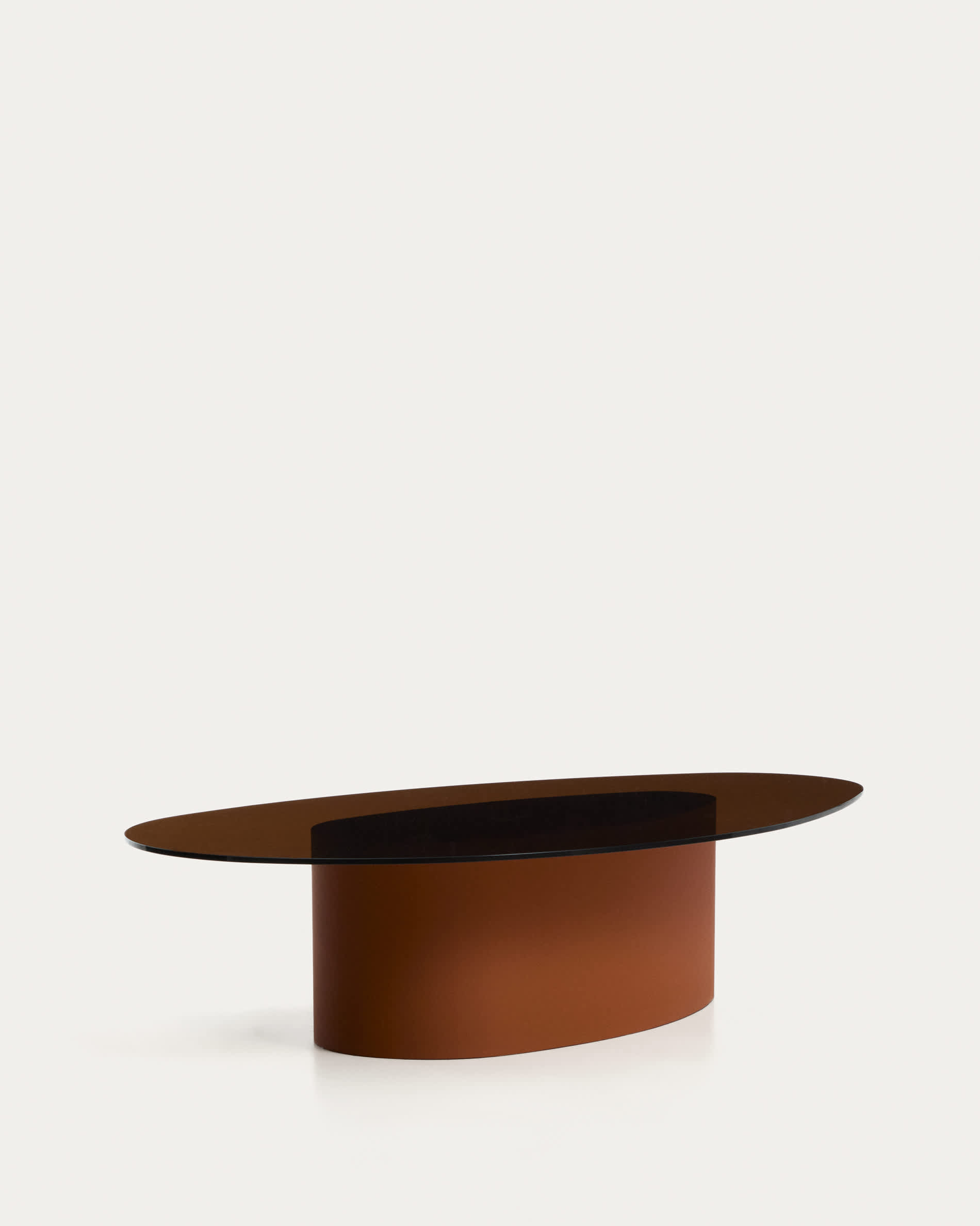 Olir coffee table in tempered glass and brown steel 140 x 80 cm
