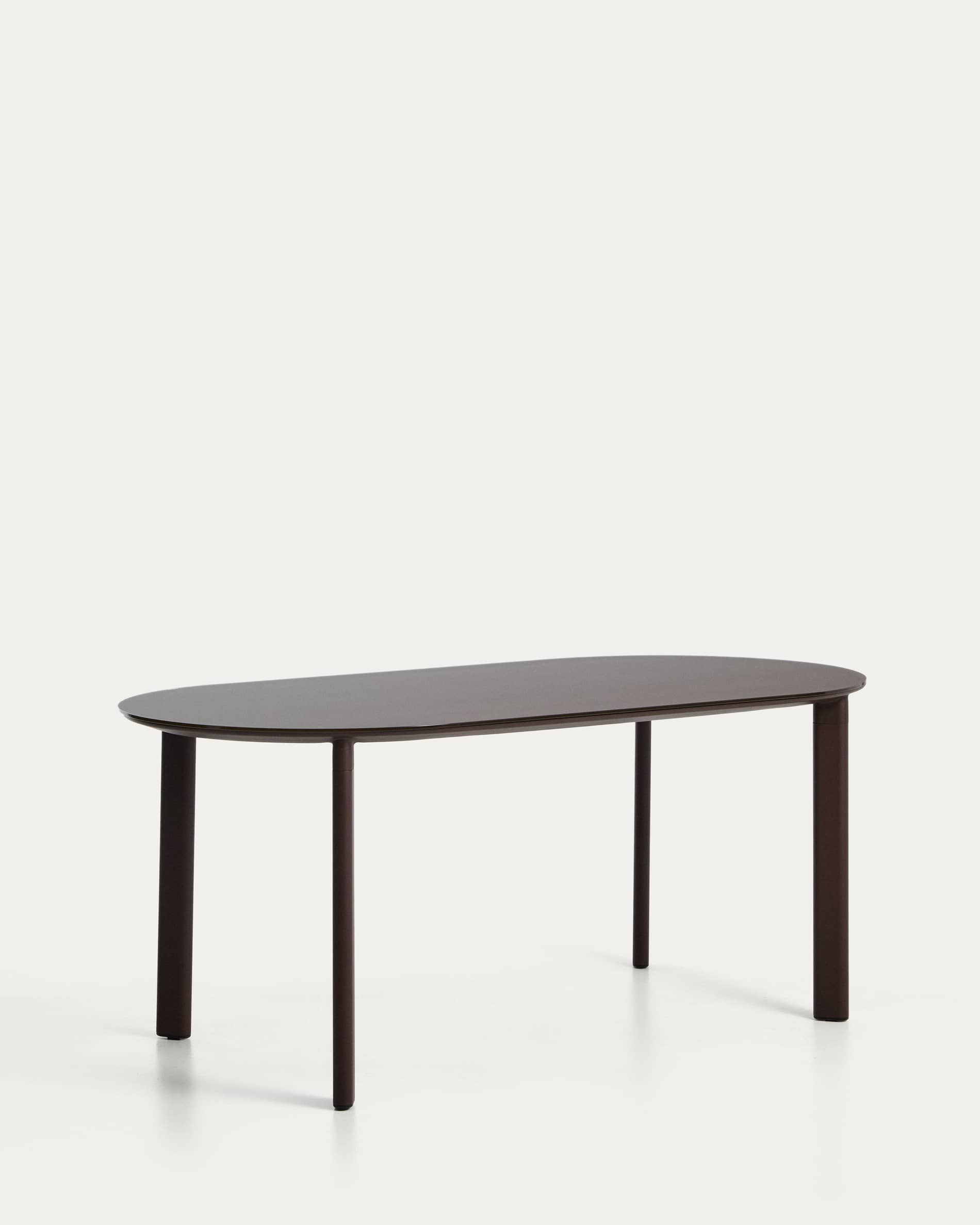 Erice oval table in aluminium and brown tempered glass 180 x 90 cm
