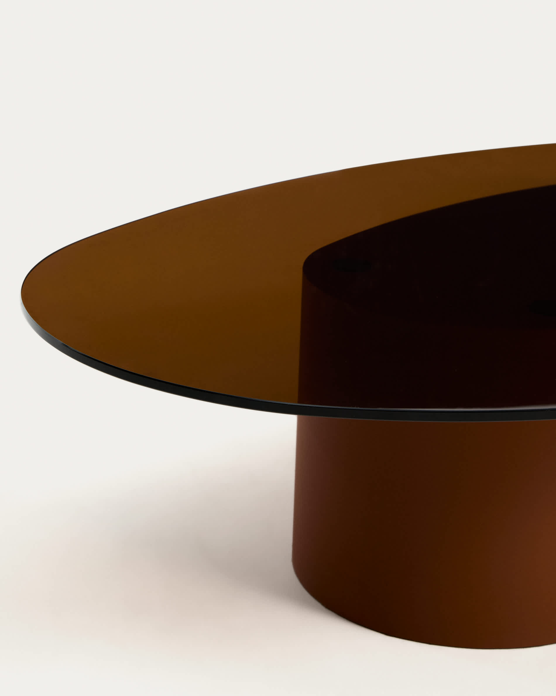 Olir coffee table in tempered glass and brown steel 140 x 80 cm