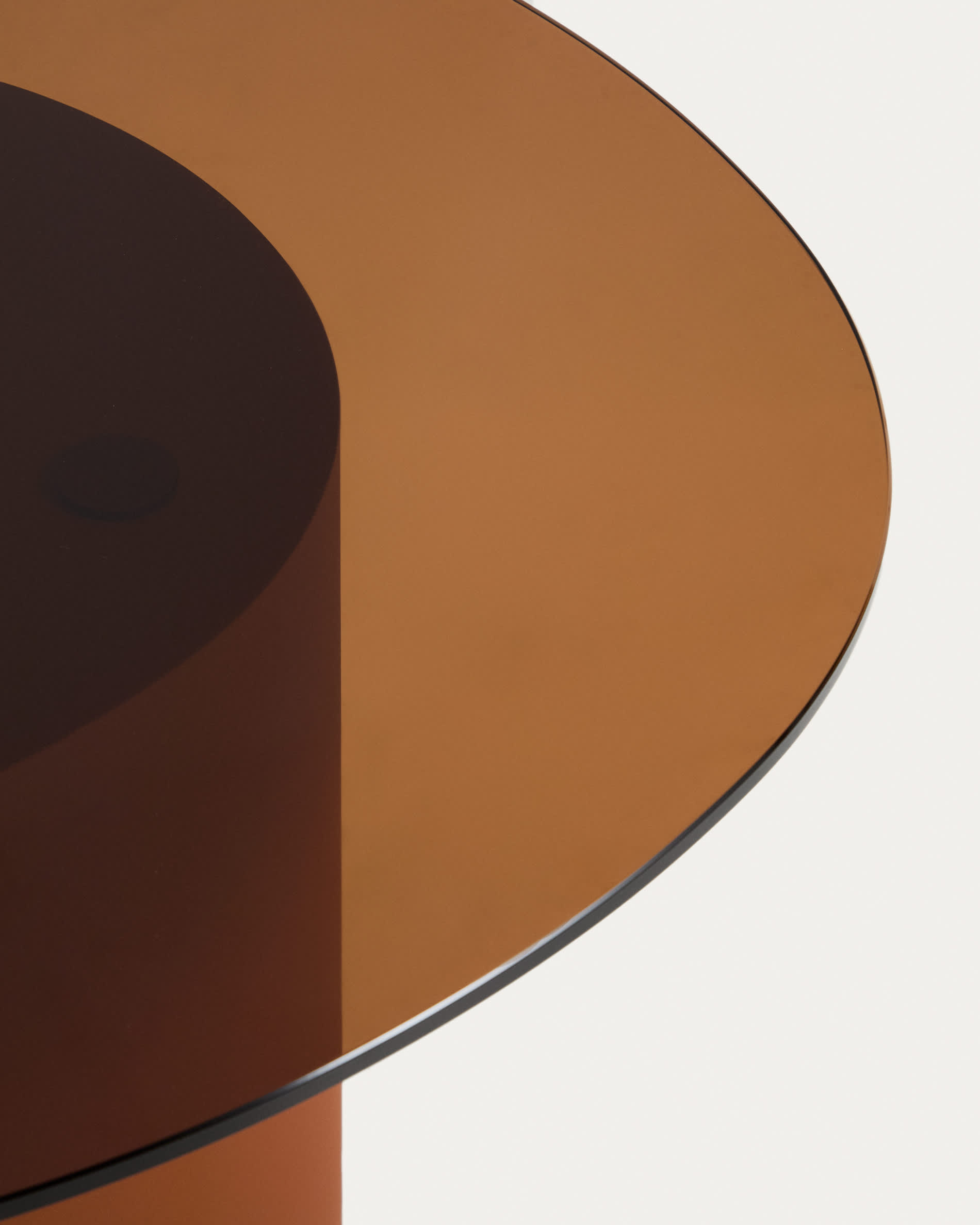 Olir coffee table in tempered glass and brown steel 82 x 74 cm