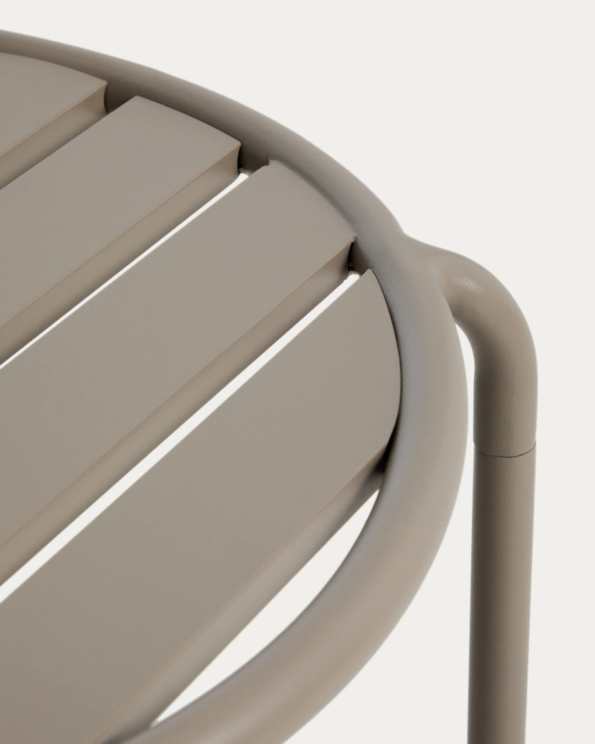 Joncols outdoor side table in aluminium with taupe painted finish Ø 60cm