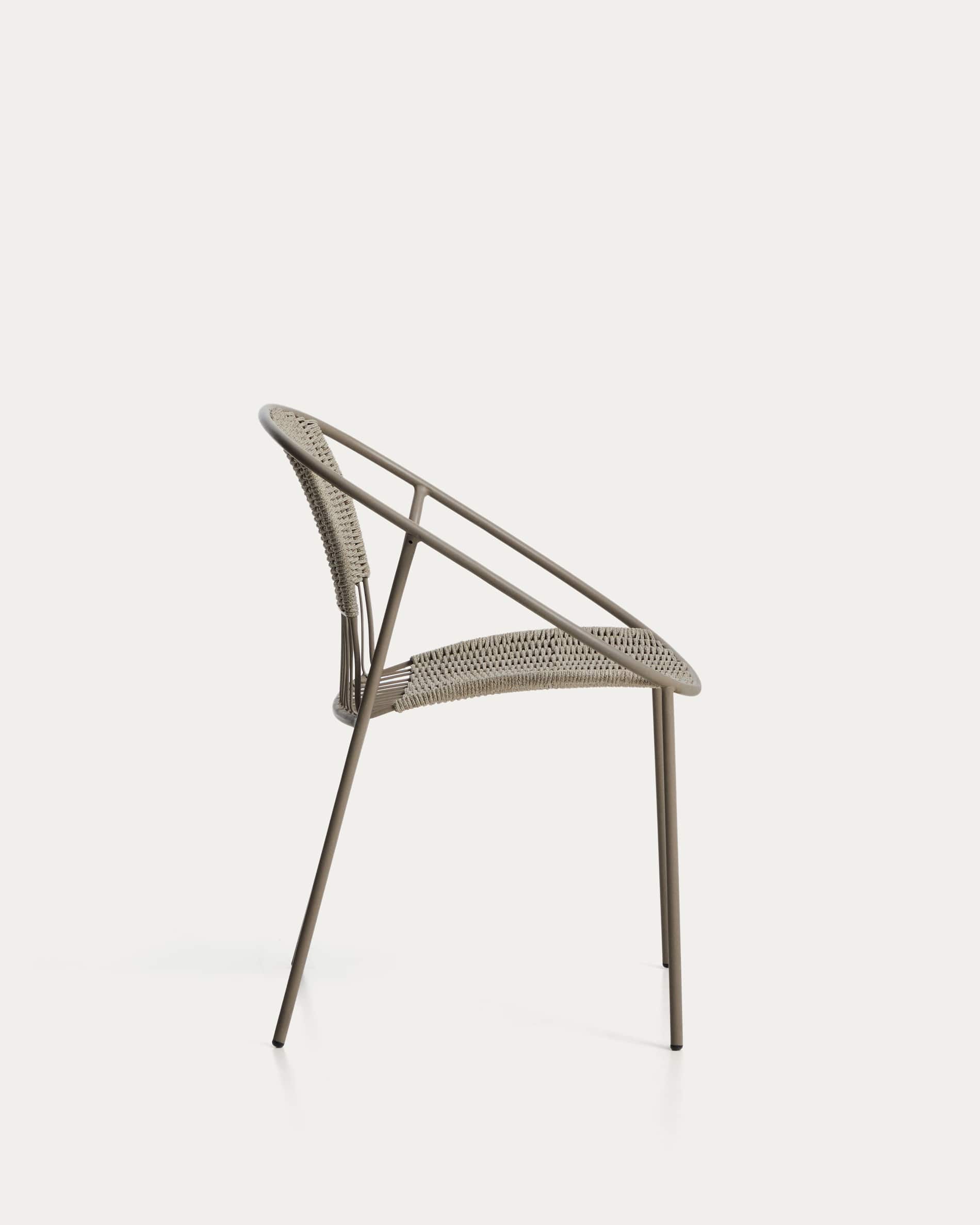 Atrani stackable outdoor chair in galvanised steel and taupe rope