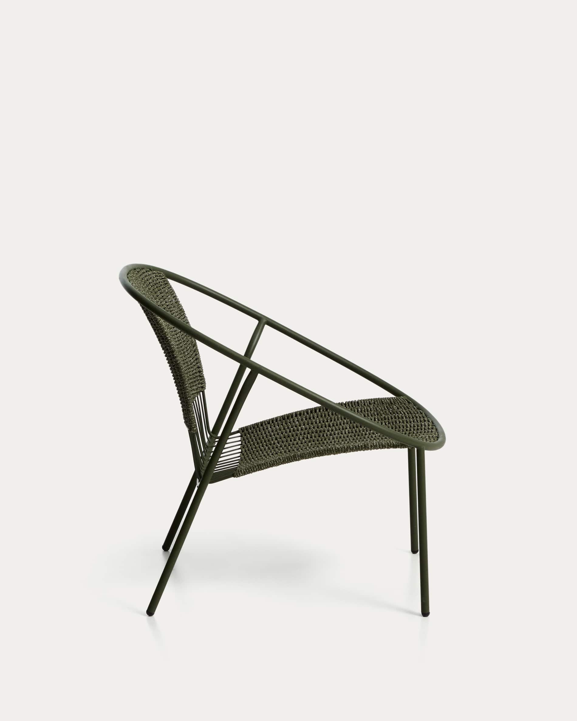 Atrani stackable armchair in galvanized steel and green rope