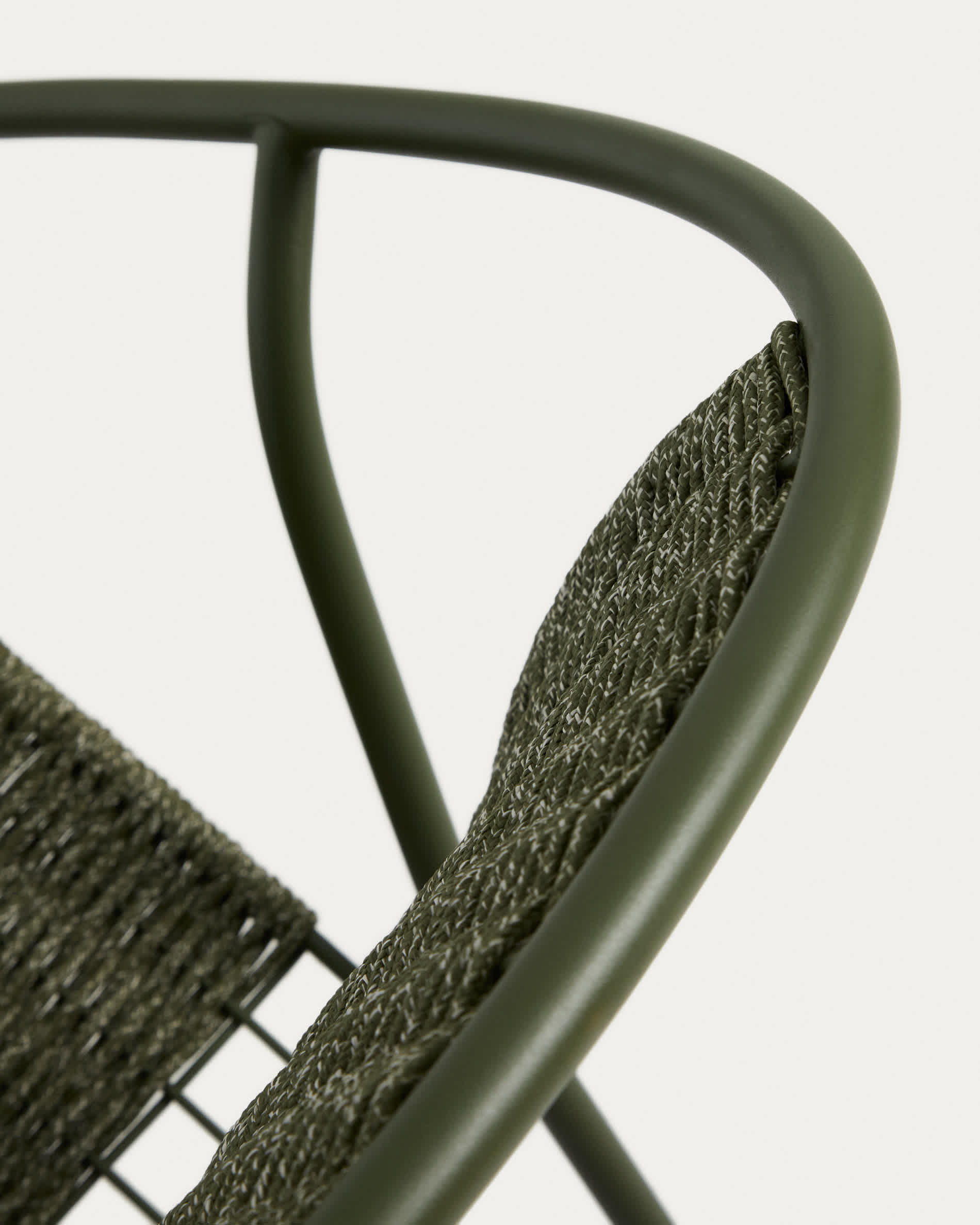 Atrani stackable armchair in galvanized steel and green rope