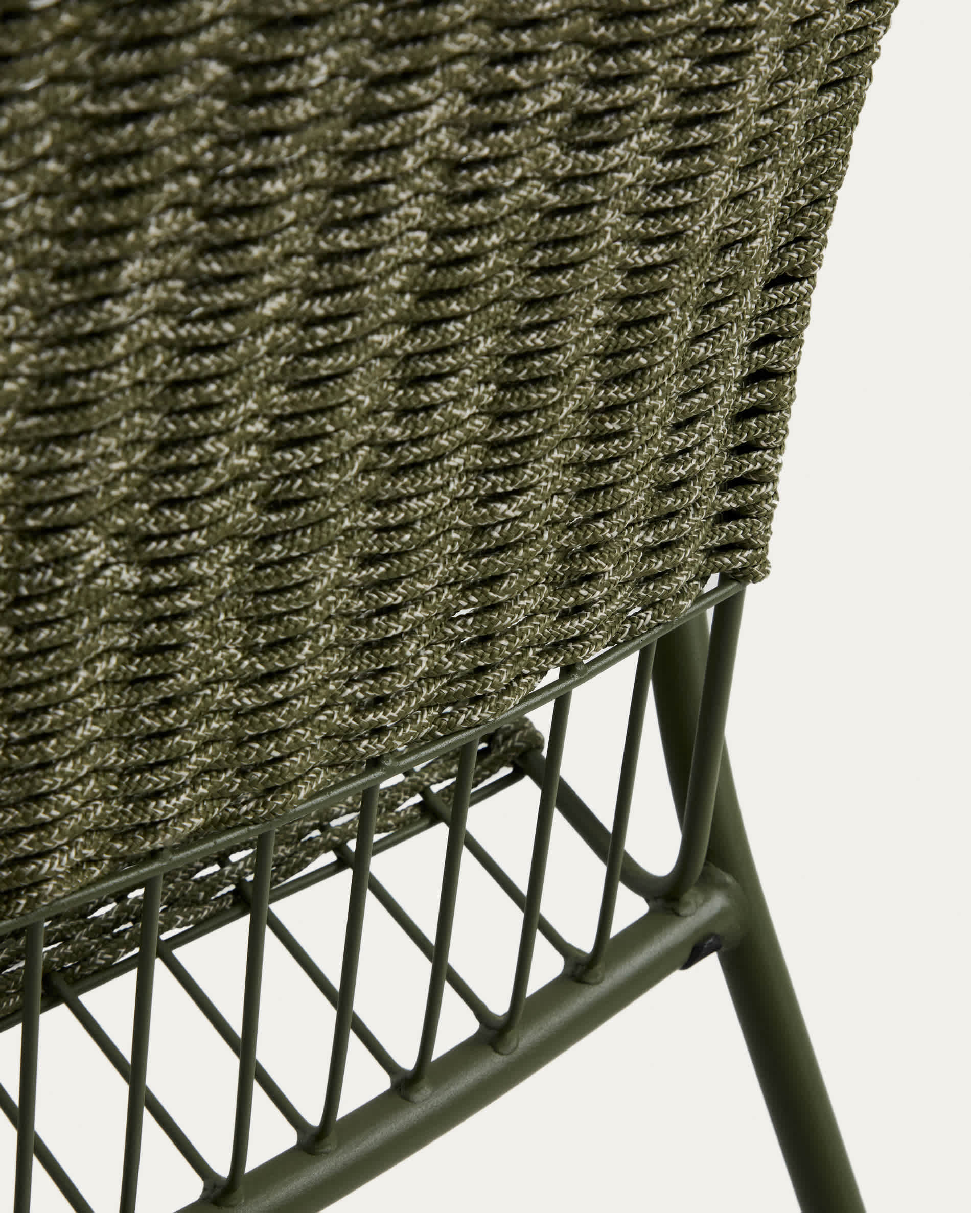 Atrani stackable armchair in galvanized steel and green rope