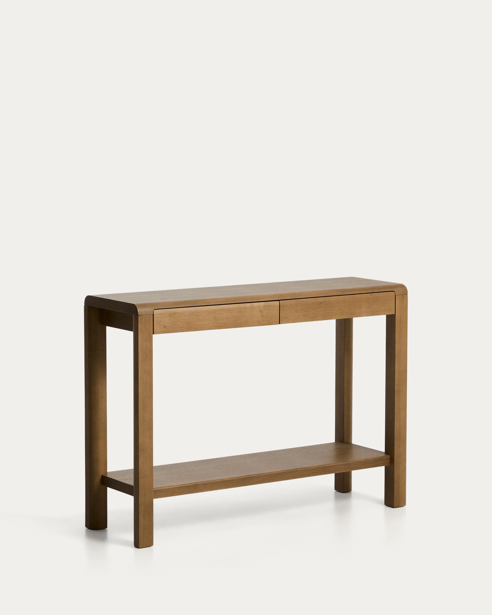 Arelida console table made of oak veneer and solid oak wood with light brown finish 112 x 80 cm FSC Mix Credit