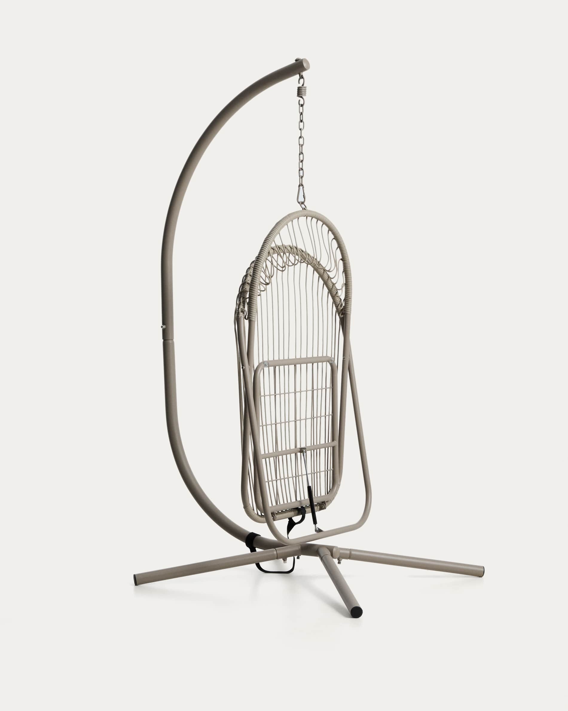 Livadi hanging armchair in steel and taupe rope cord