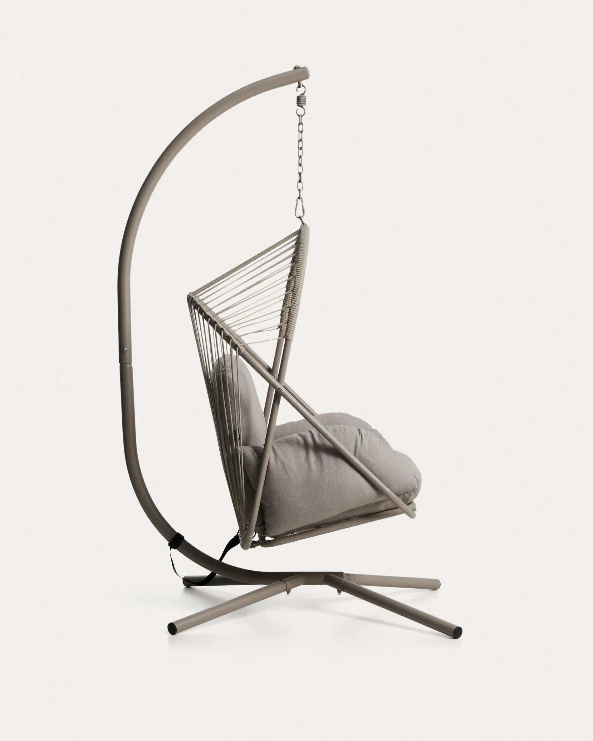 Livadi hanging armchair in steel and taupe rope cord