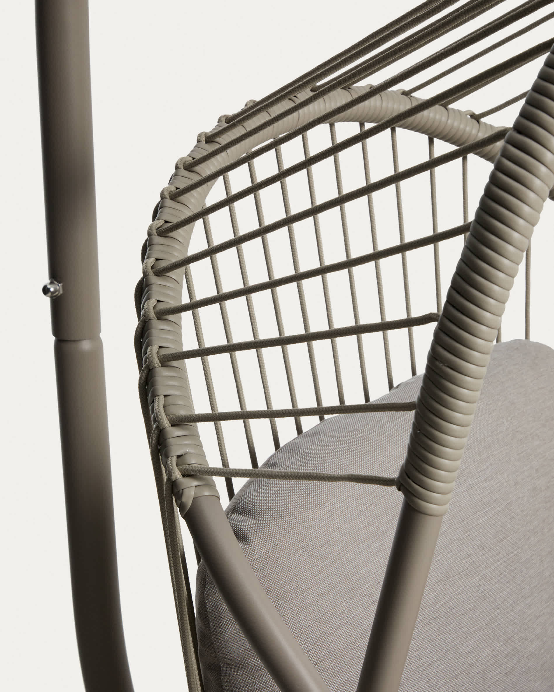 Livadi hanging armchair in steel and taupe rope cord