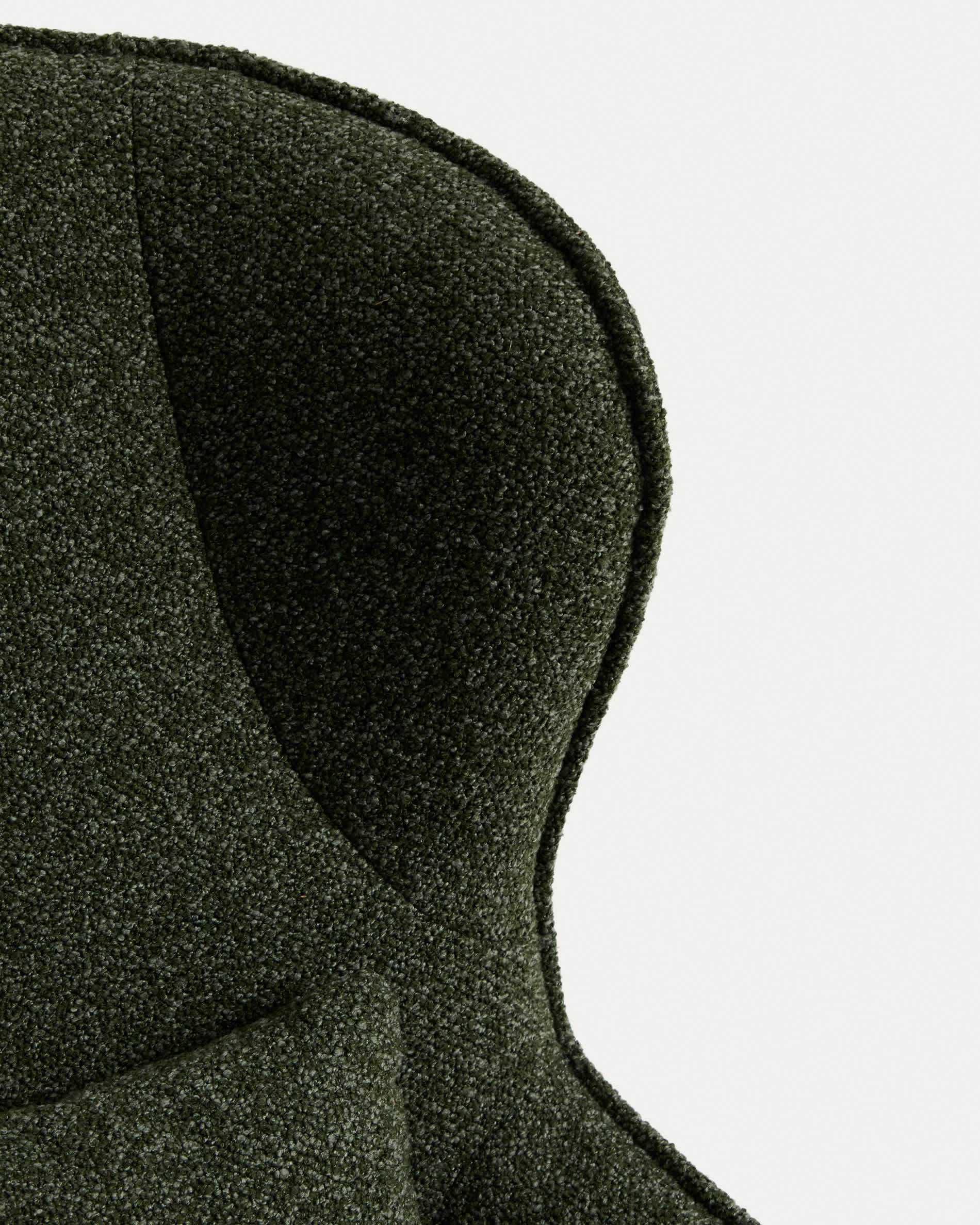 Sorile swivel armchair in dark green chenille and steel with black finish FSC 100%