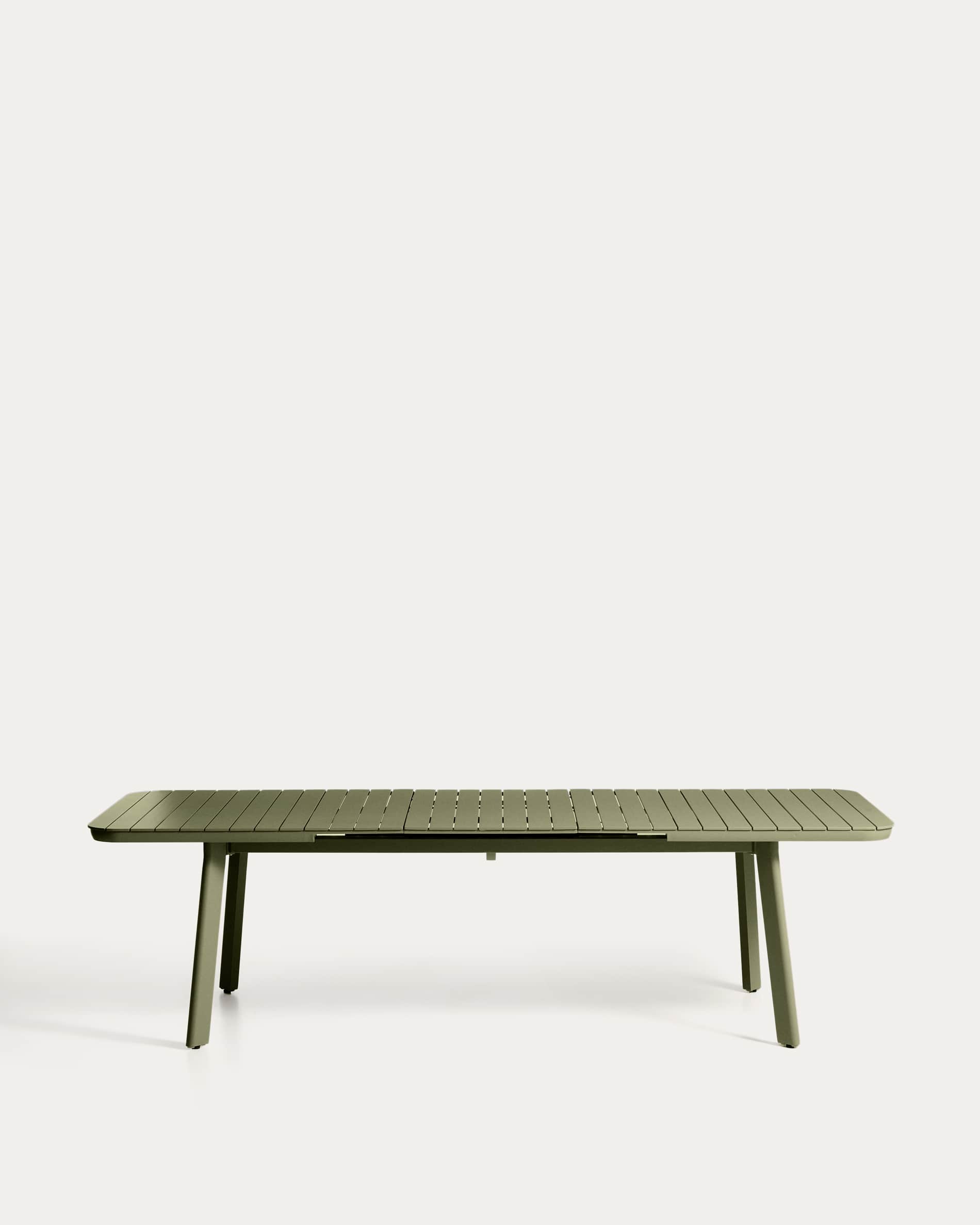 Izola extendable outdoor table in aluminium with green finish 220 (280) x 100cm
