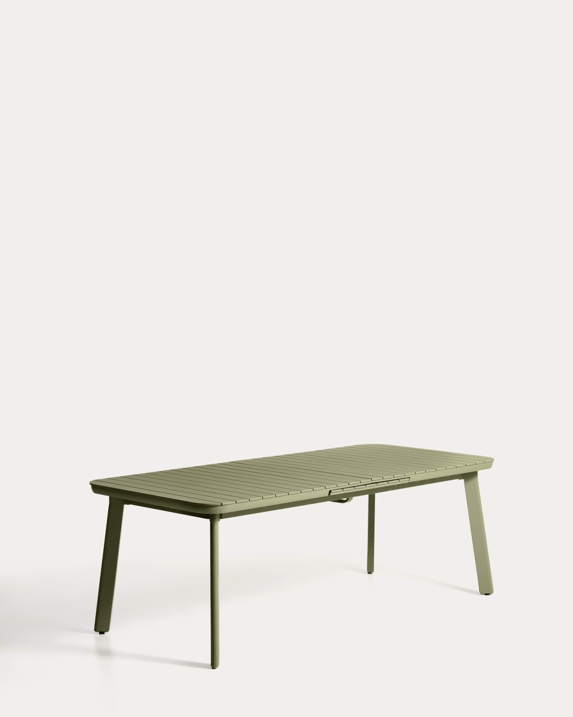 Izola extendable outdoor table in aluminium with green finish 220 (280) x 100cm