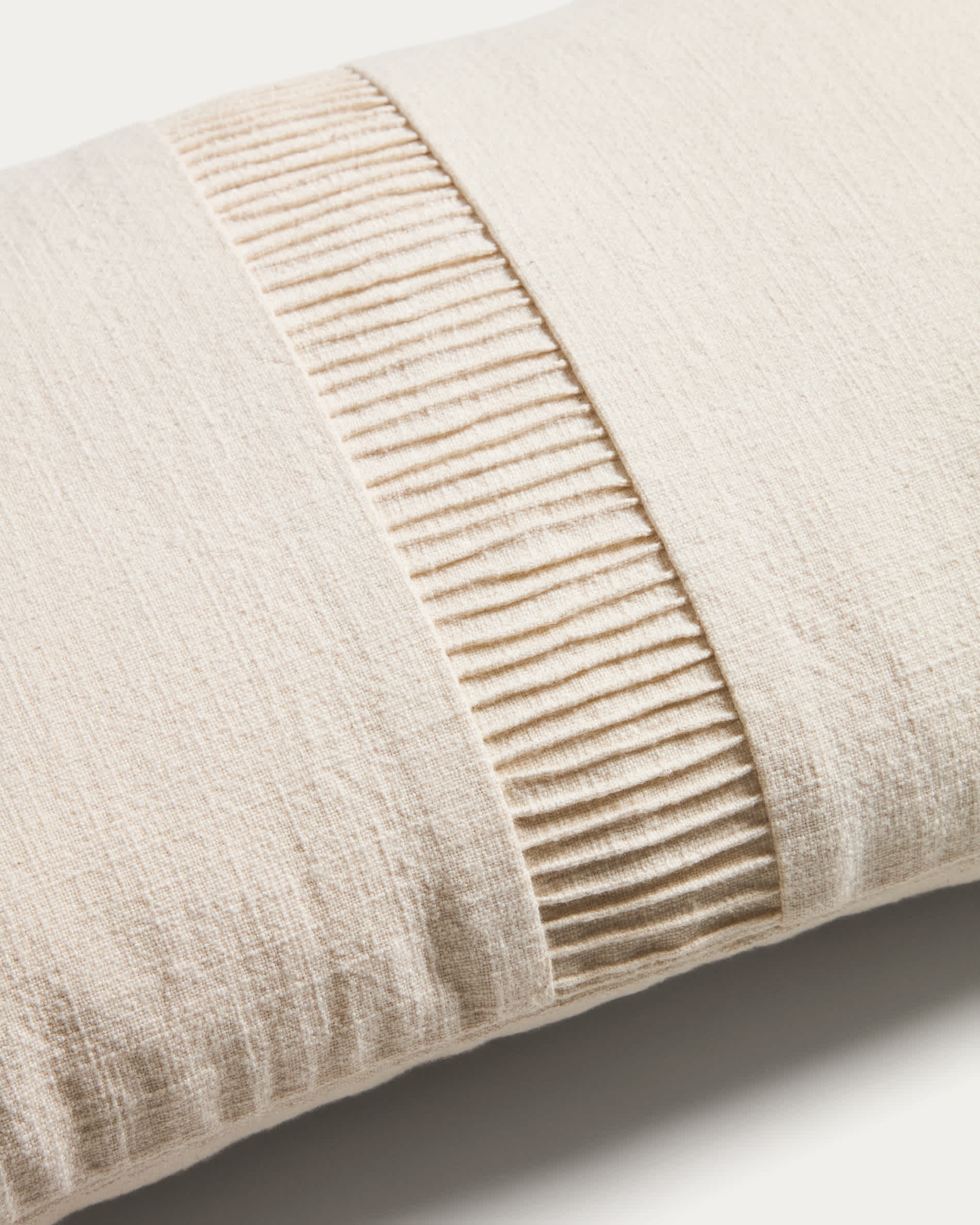 Luadia cotton cushion cover with ecru pleated detail 30 x 50cm
