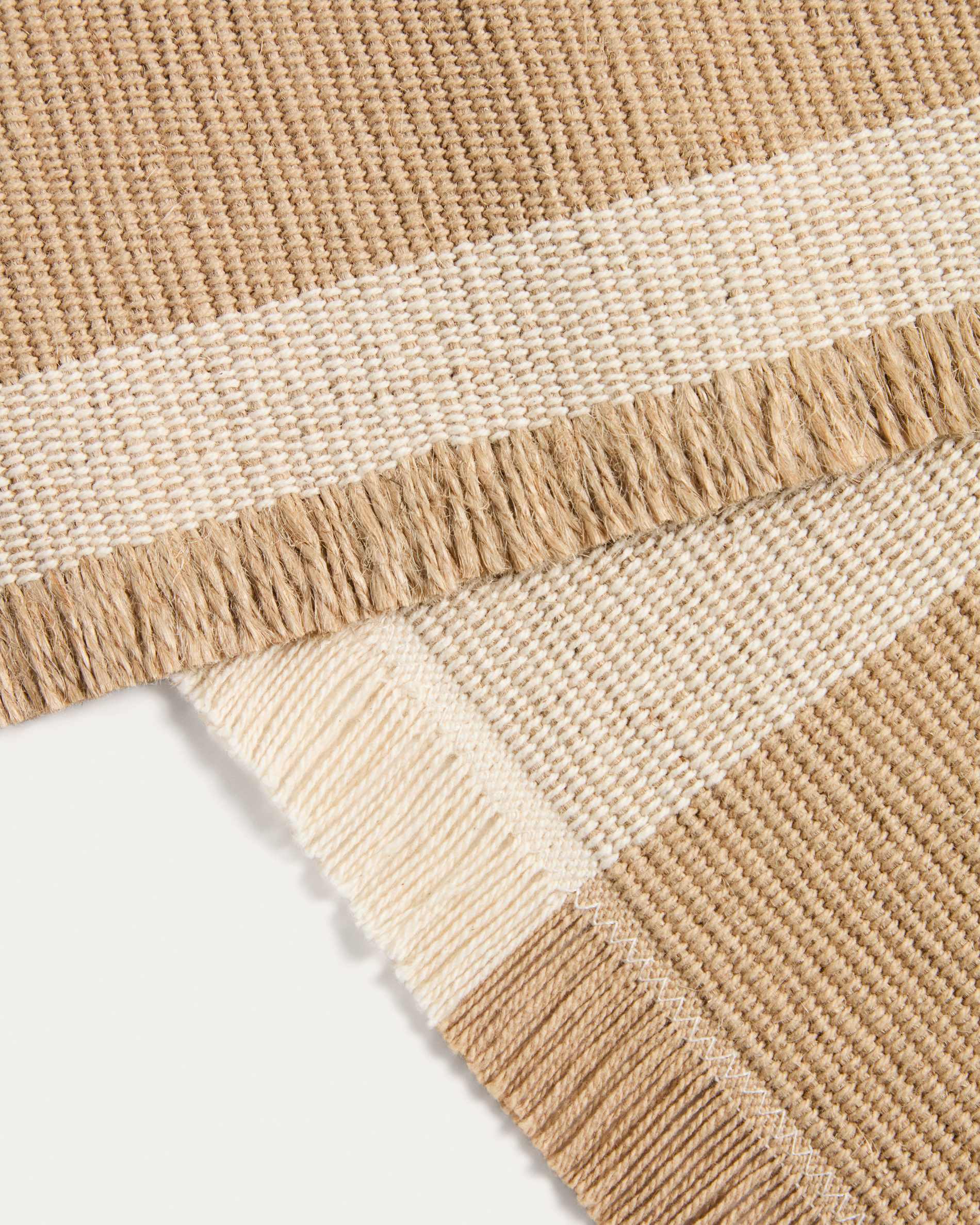 Daltan beige striped cotton and jute table runner 50 x 150cm