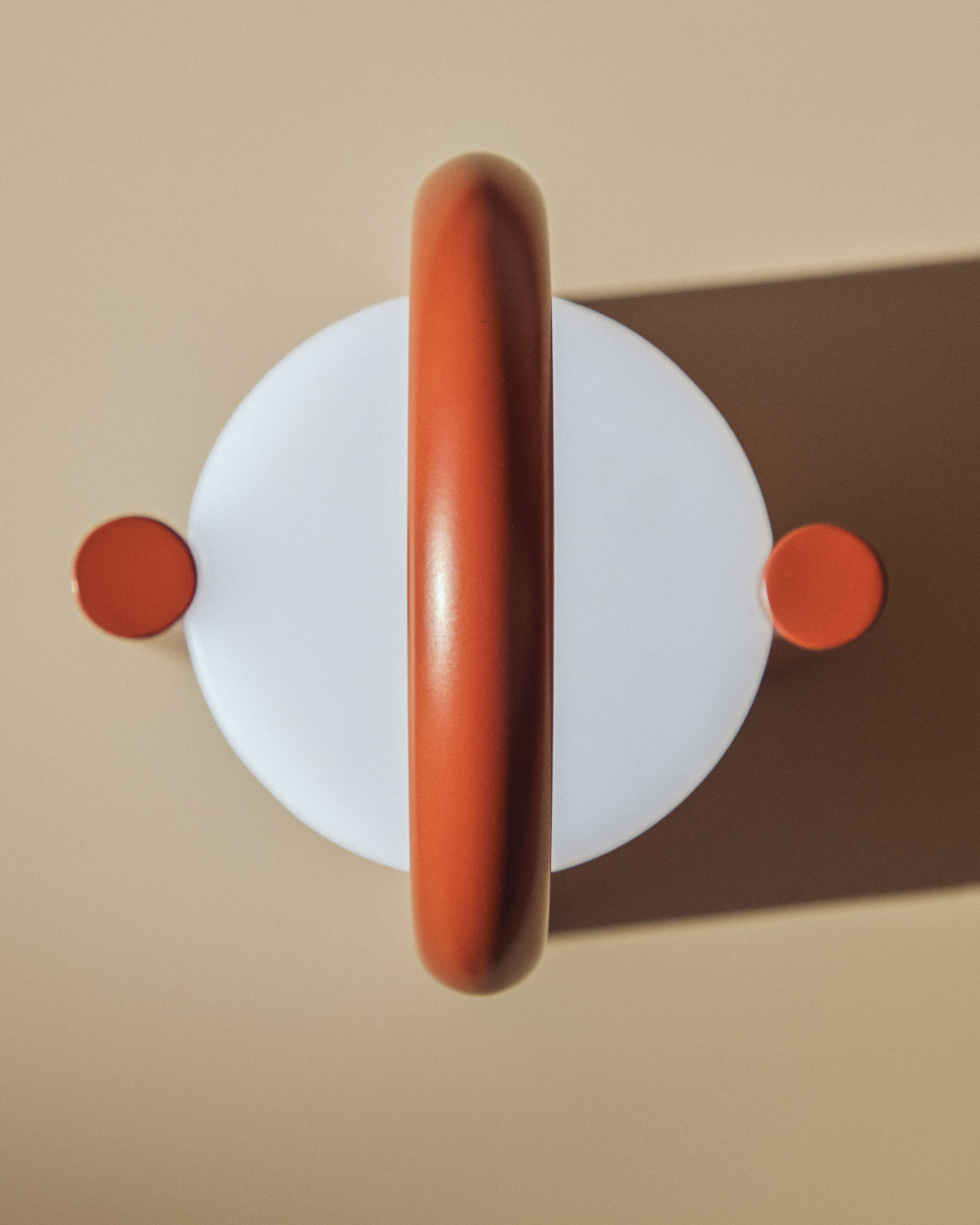 Leros small portable table lamp in terracotta polyethylene and steel