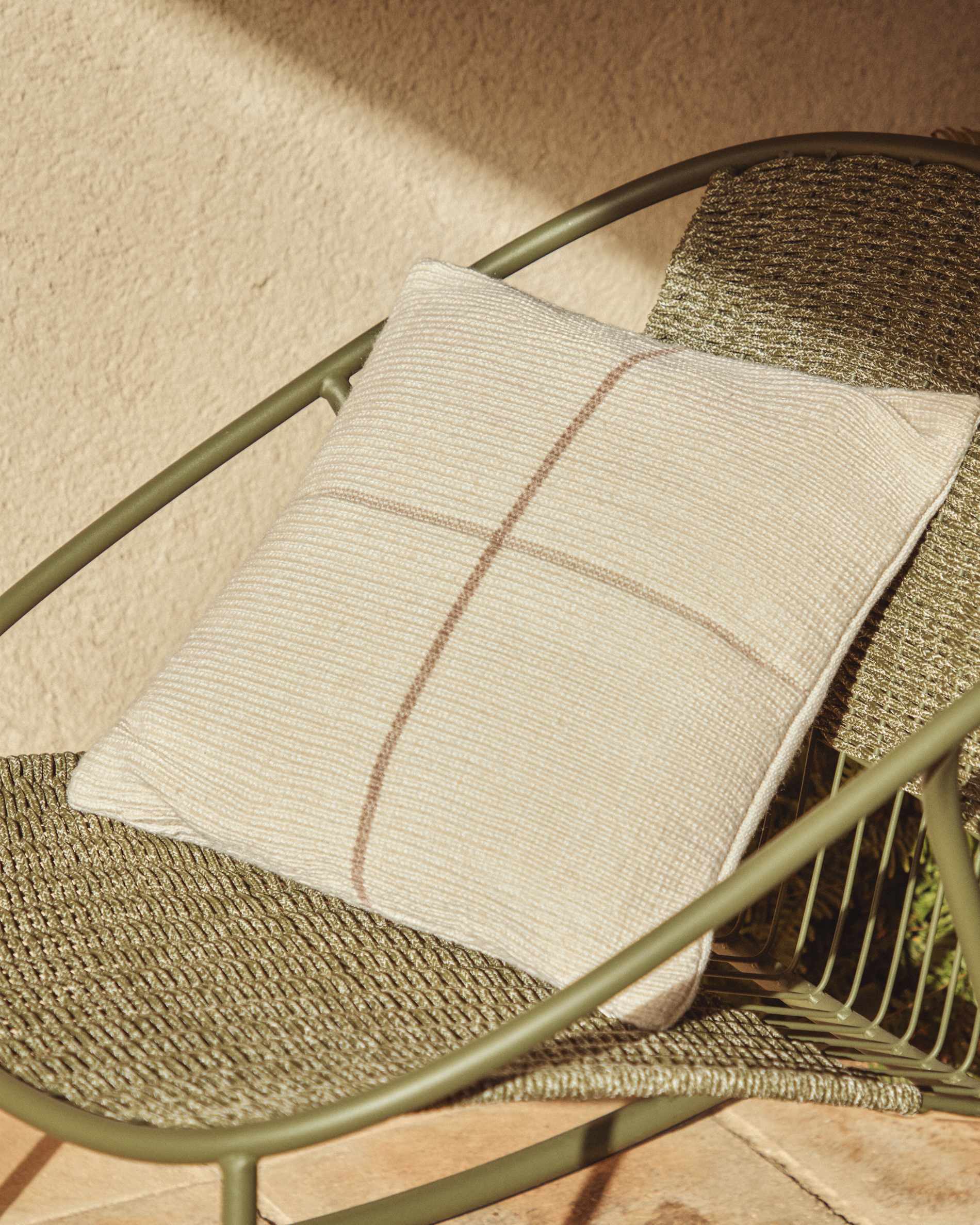 Atima beige 100% PET jacquard cushion cover 45 x 45cm