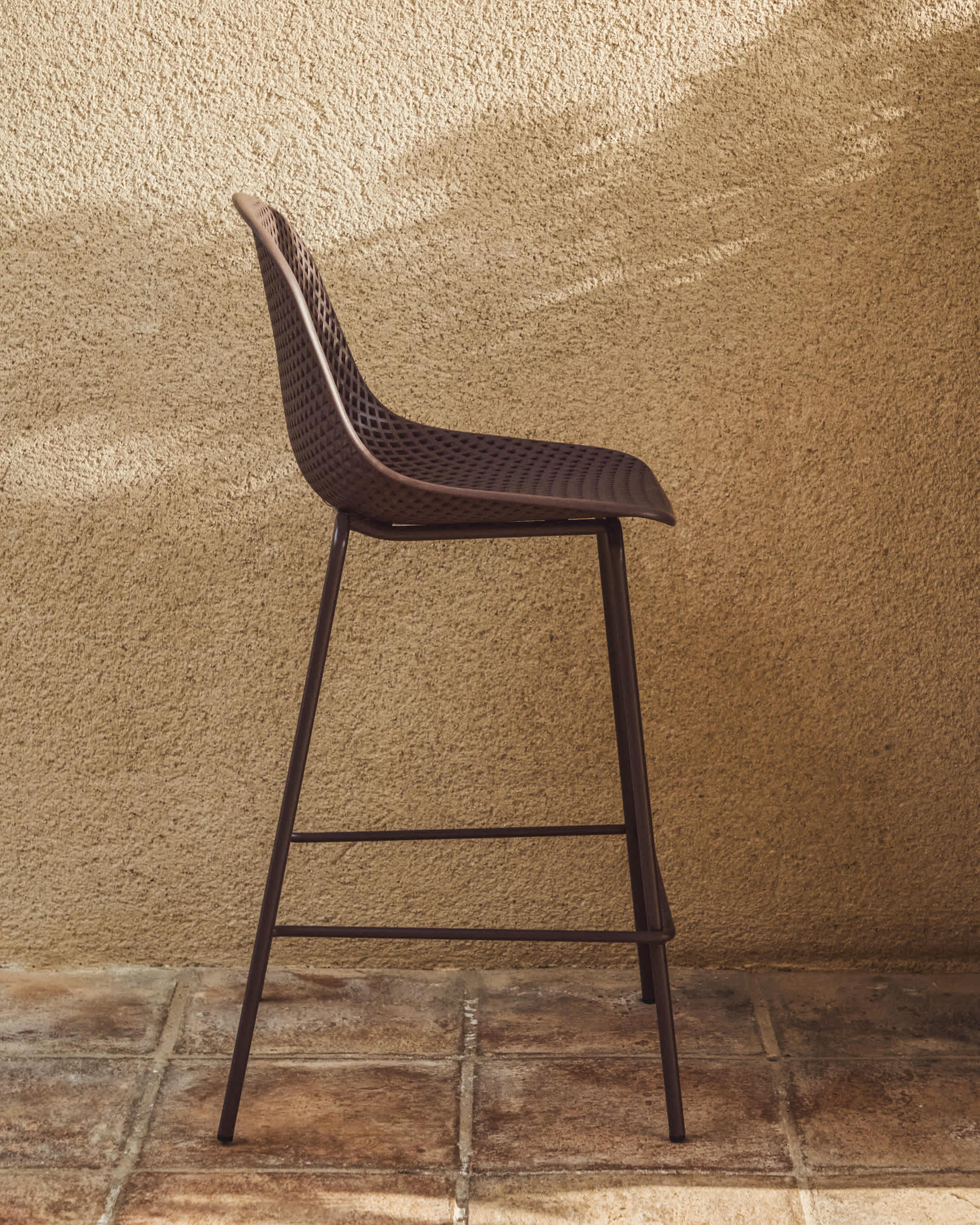 Quinby brown outdoor stool 65cm