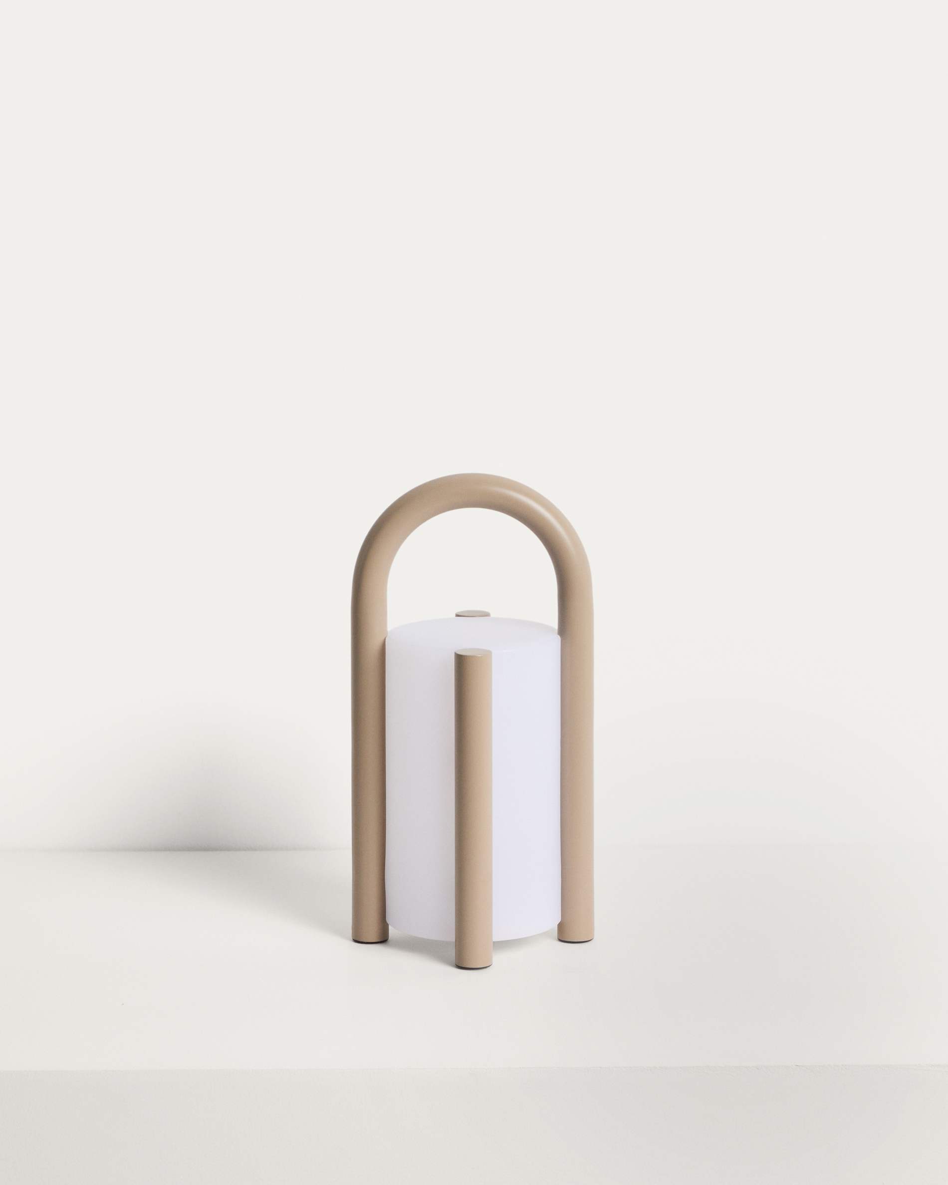 Leros small portable table lamp in taupe polyethylene and steel
