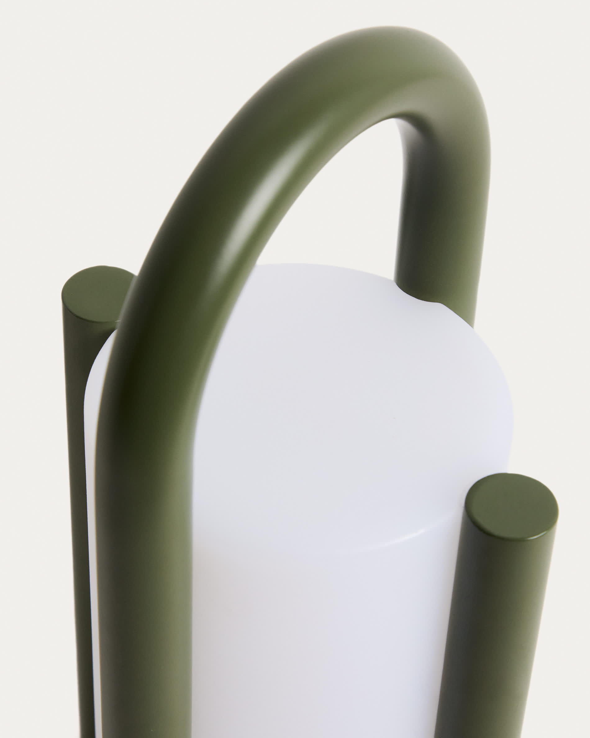 Leros small portable table lamp in green polyethylene and steel