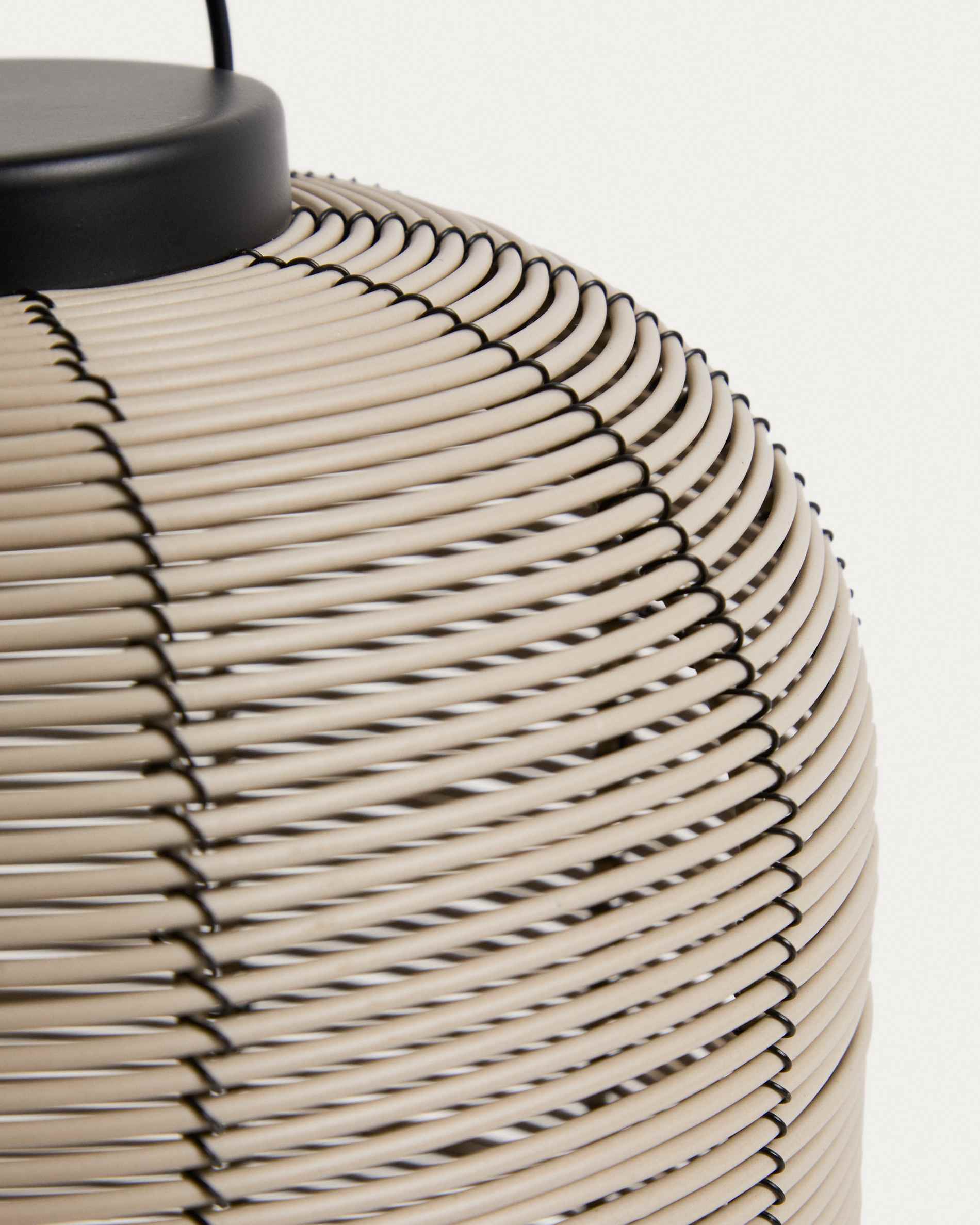 Saranella small portable LED table lamp in light grey synthetic rattan