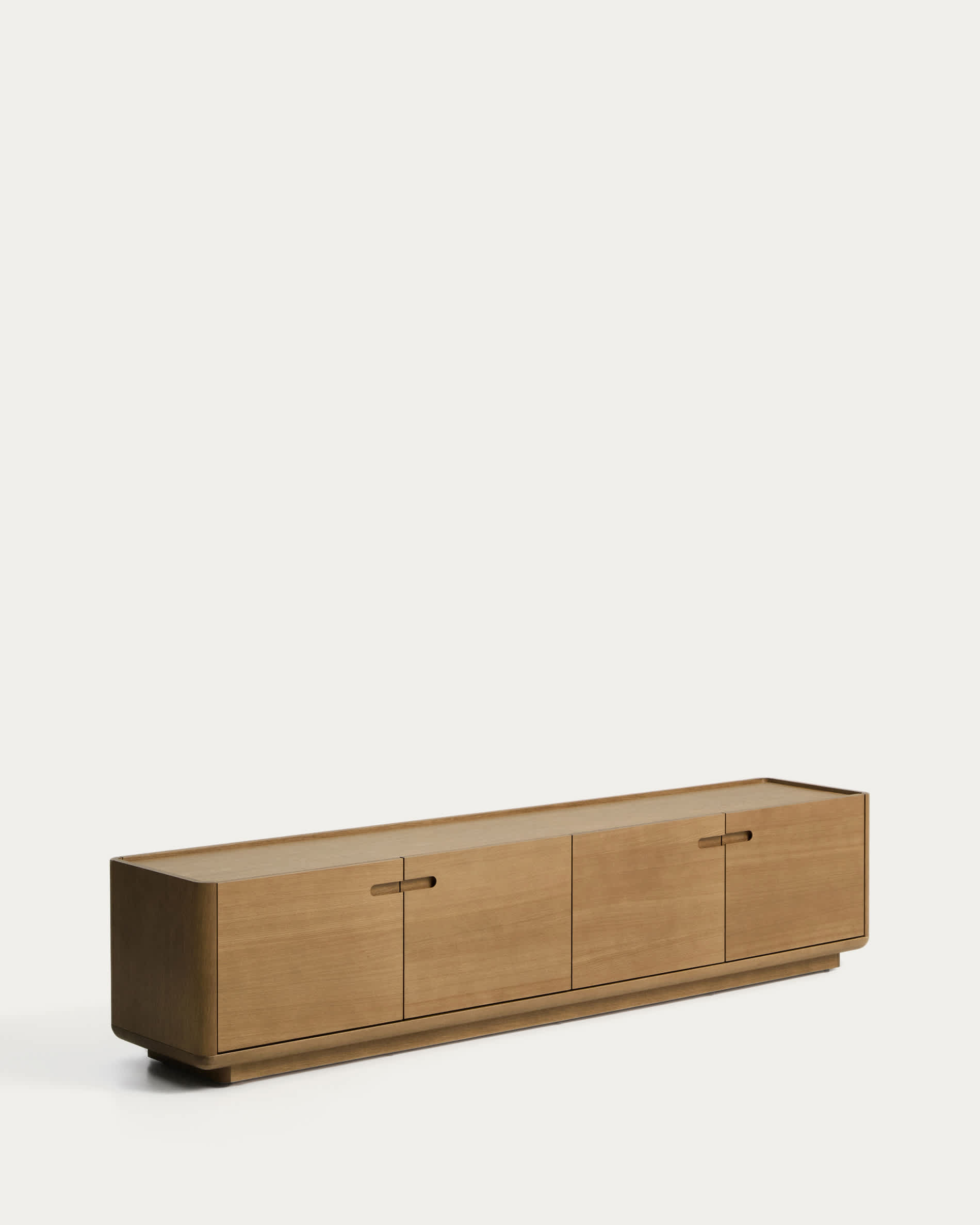 Arelida TV stand made of oak veneer and solid oak wood with light brown finish 200 x 44 cm FSC Mix Credit