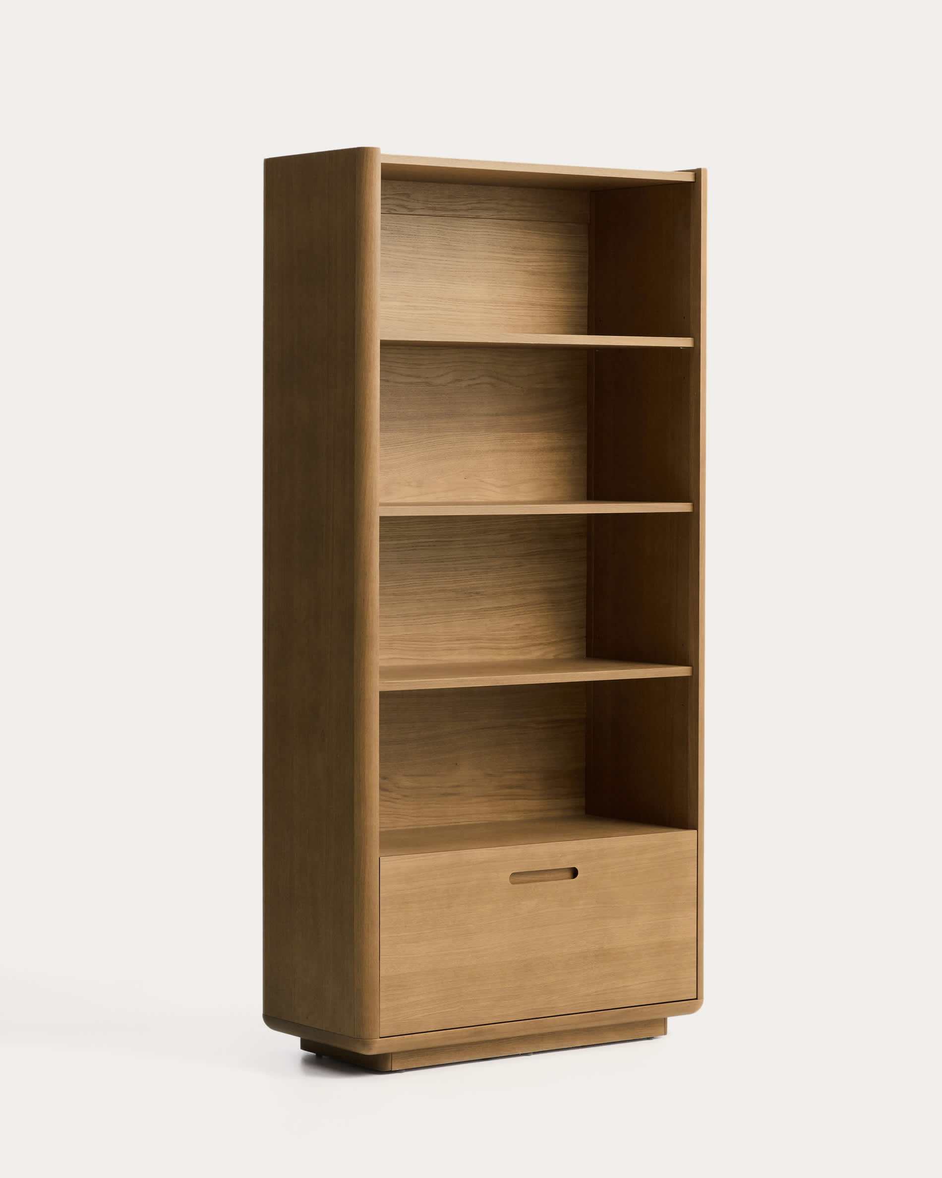 Arelida shelving unit made of oak veneer and solid oak wood with light brown finish 90 x 185 cm FSC Mix Credit