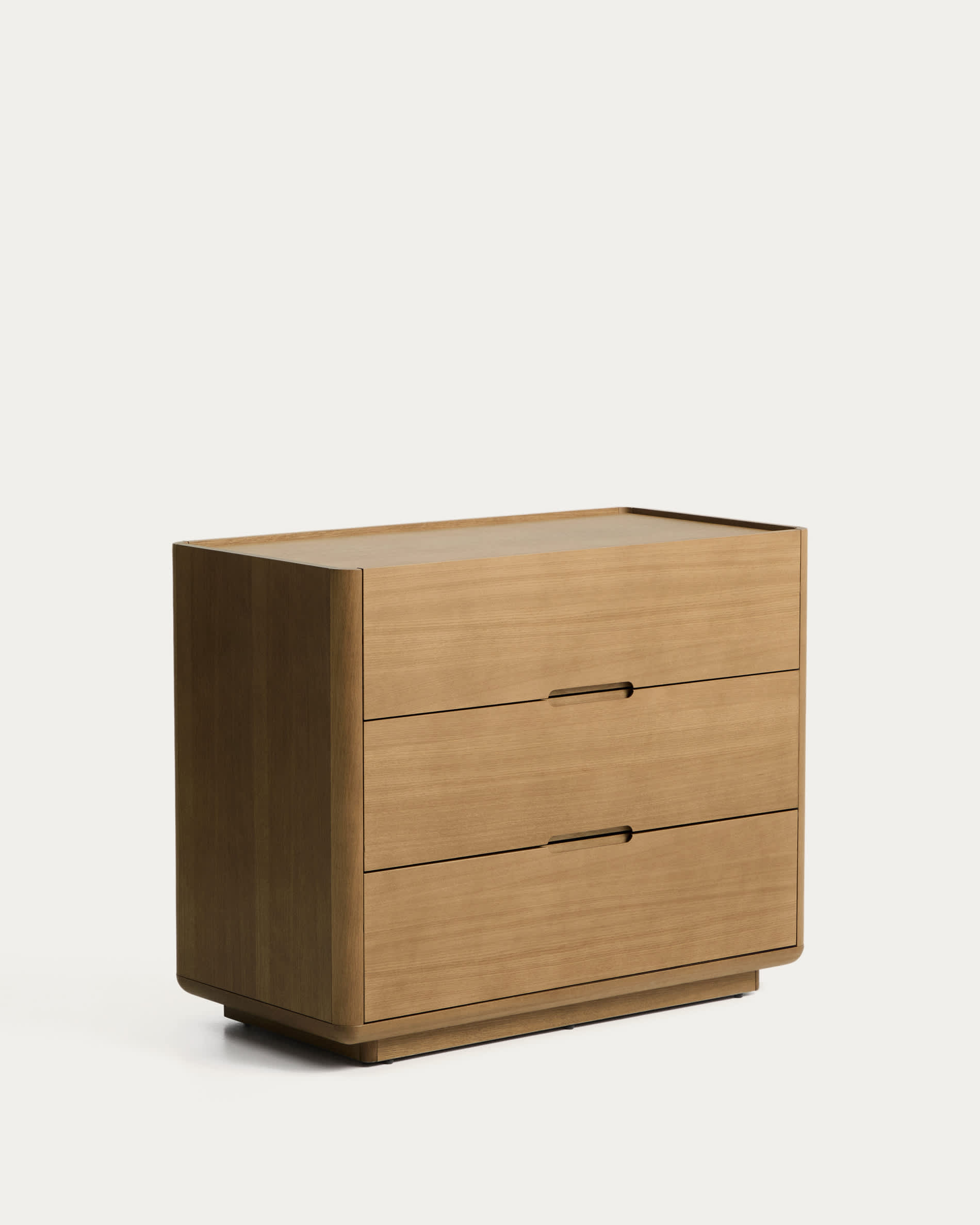 Arelida chest of drawers made of oak veneer and solid oak wood with light brown finish 100 x 80 cm FSC Mix Credit