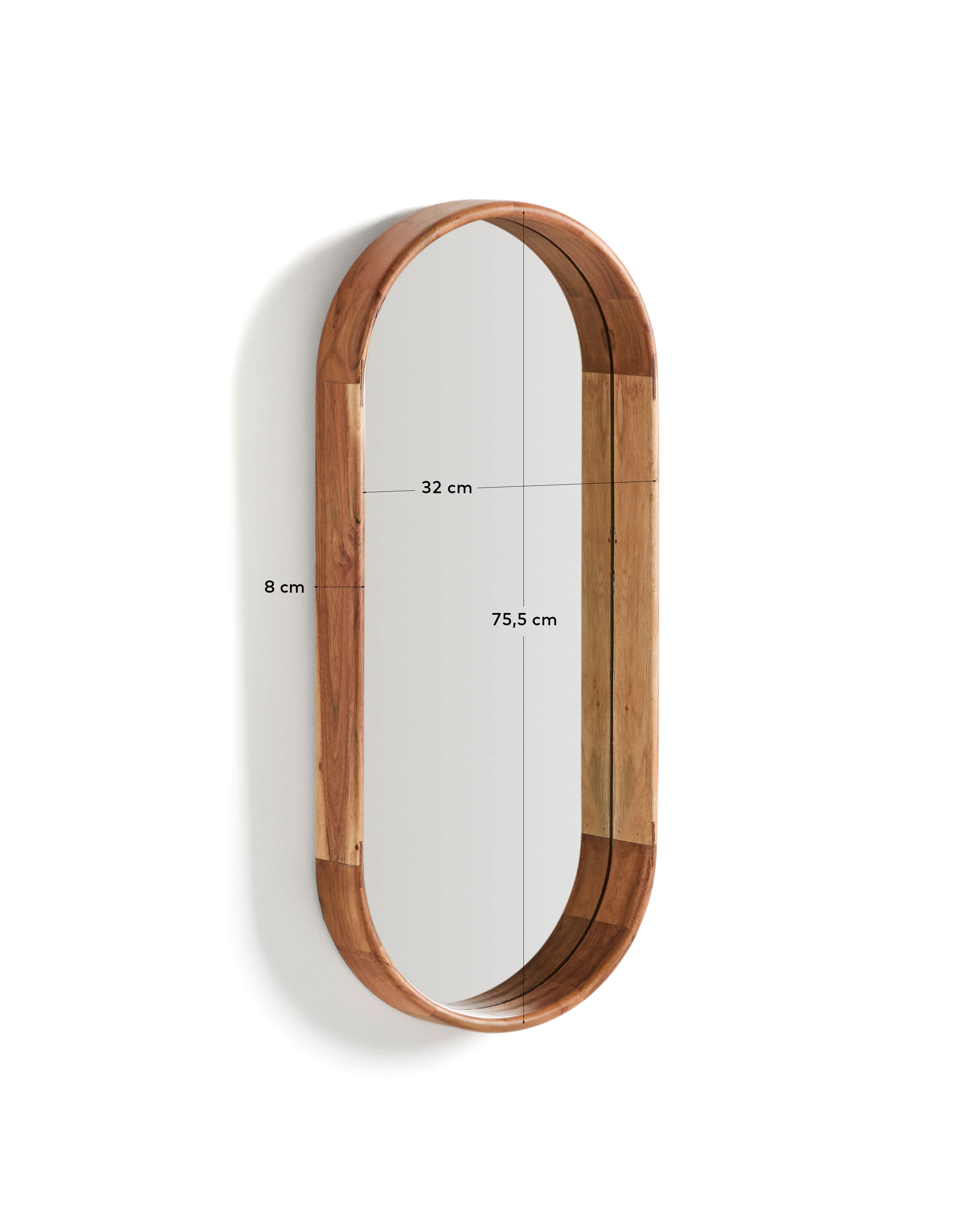 Berale acacia wood mirror 76 x 33cm
