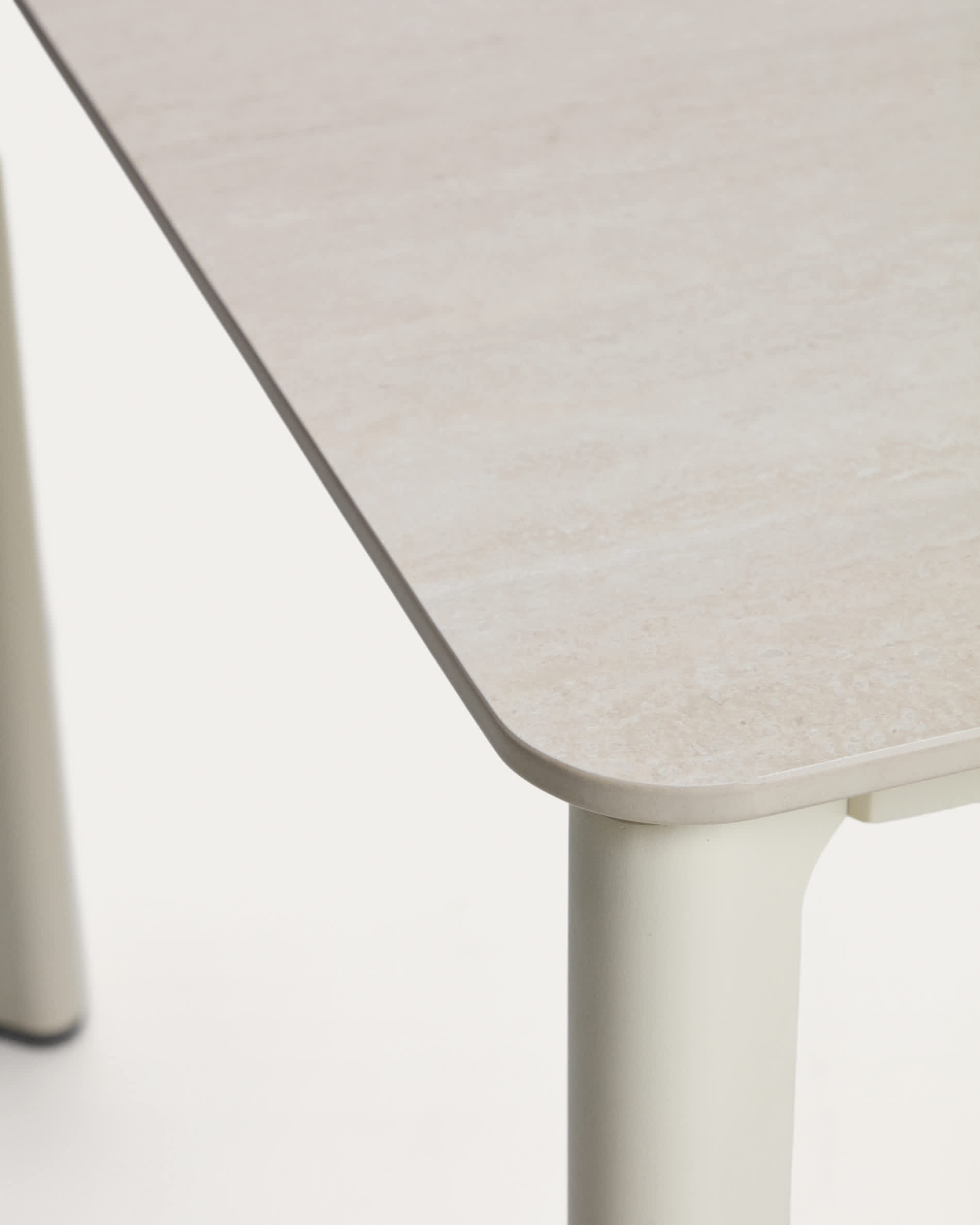 Anafi table in sintered stone and ecru aluminium 180 x 90 cm