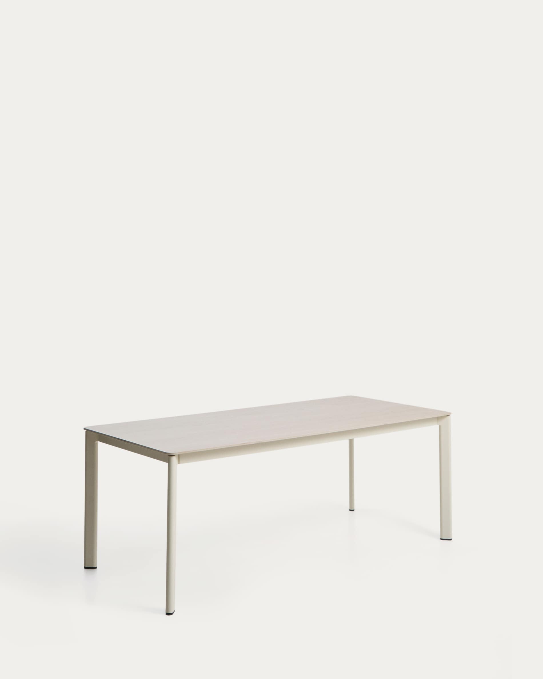 Anafi table in sintered stone and ecru aluminium 180 x 90 cm